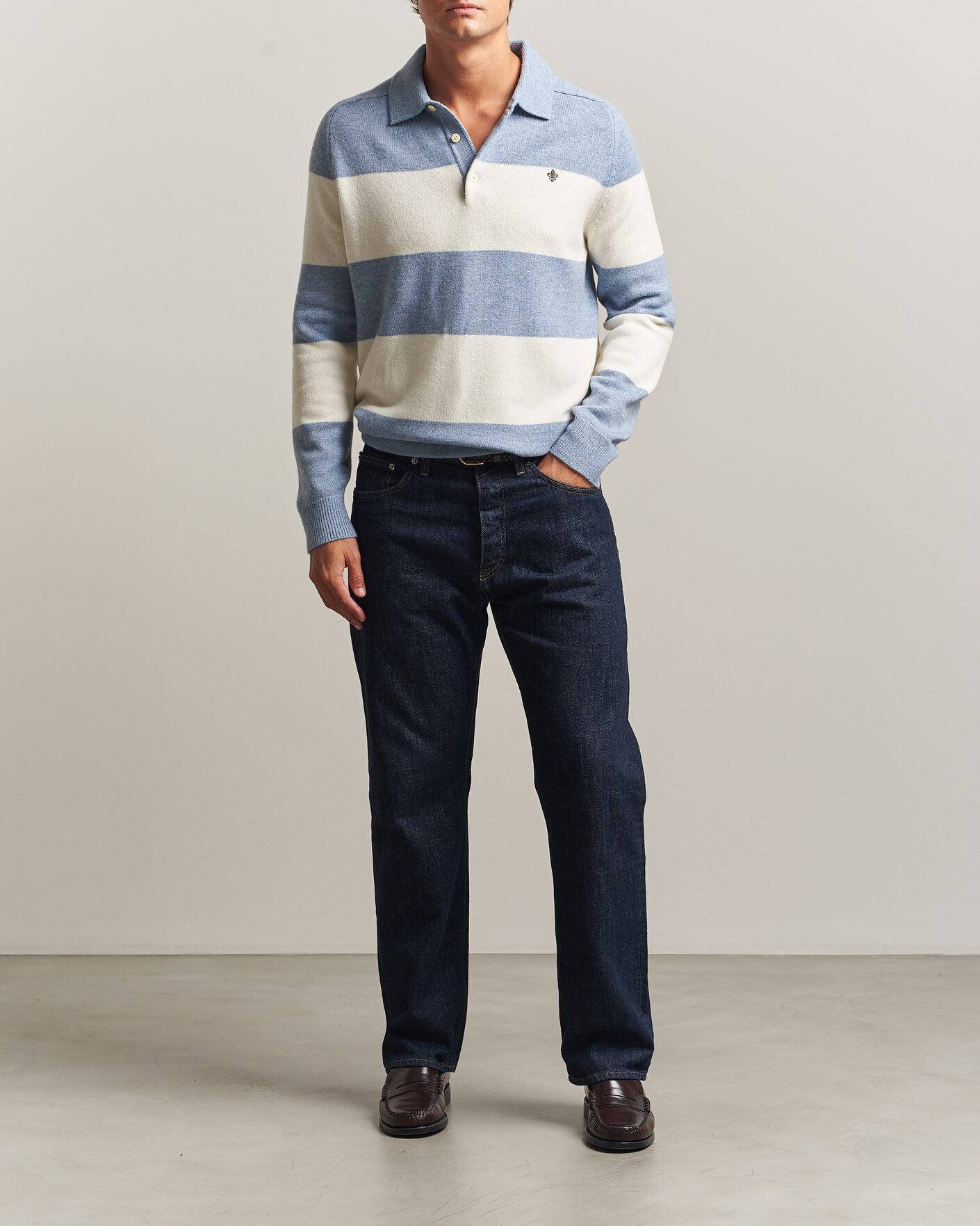 Herre | Gensere | Morris | Hertford Knitted Polo Blue