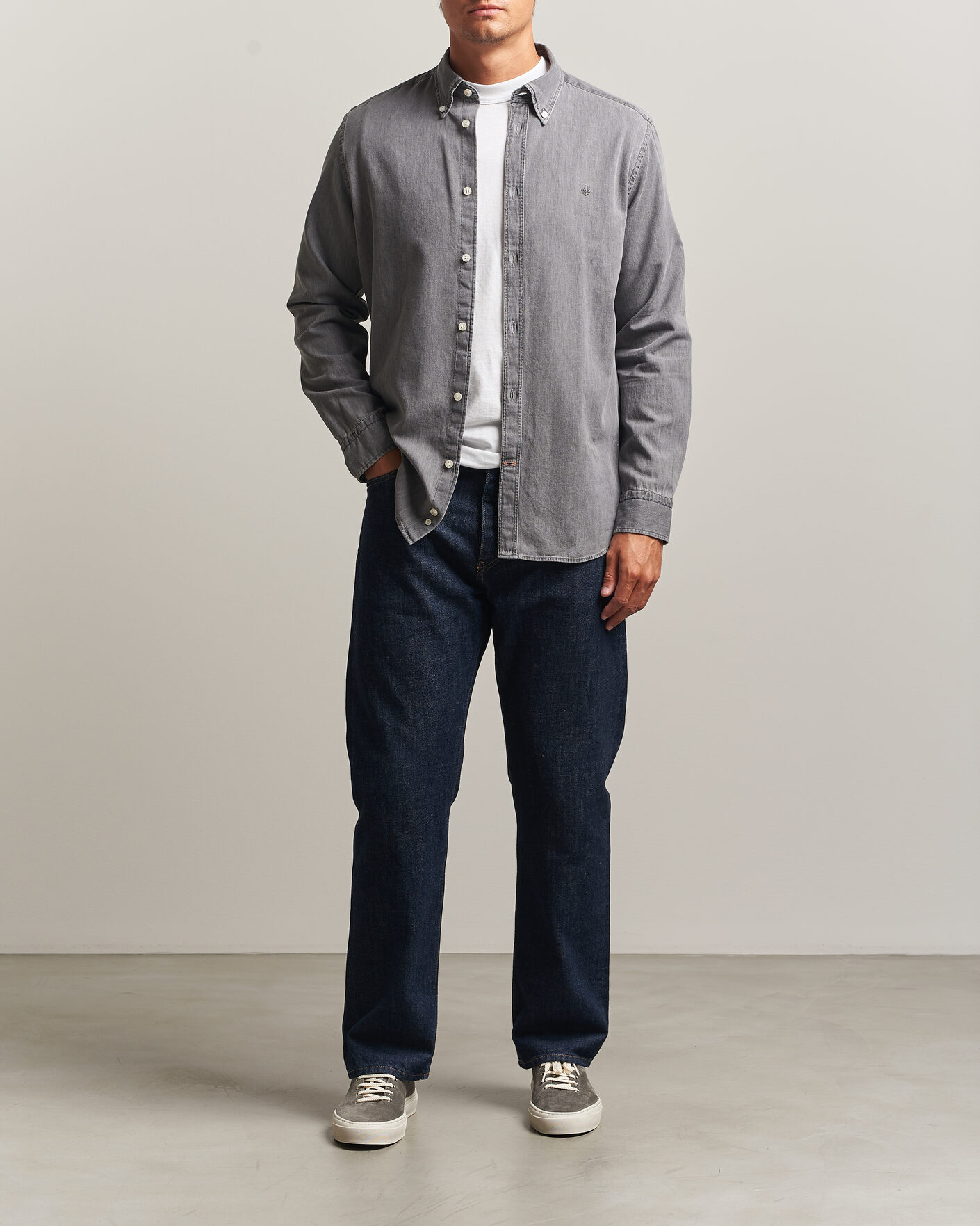 Herre | Skjorter | Morris | Light Denim Shirt Grey