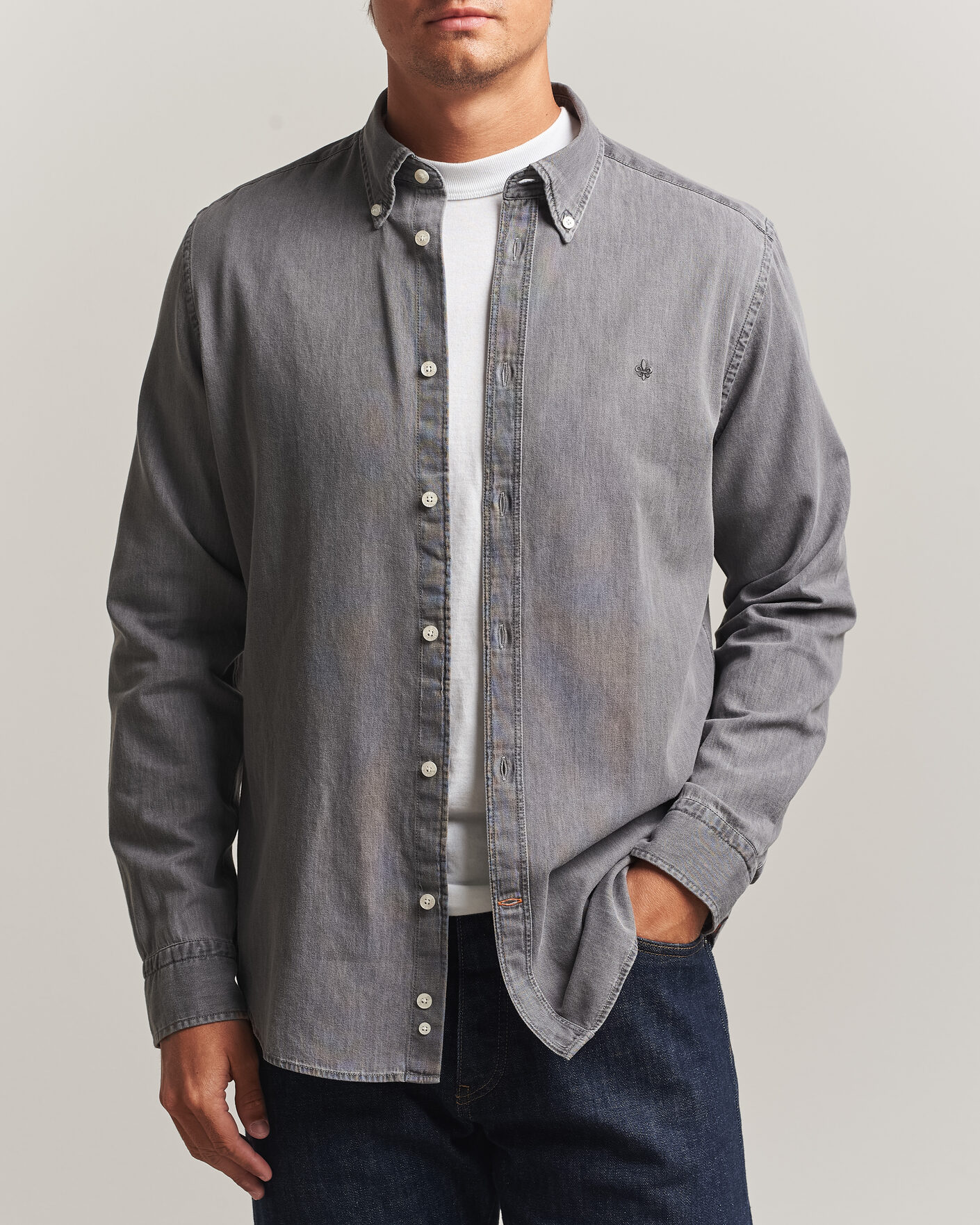Herre | Skjorter | Morris | Light Denim Shirt Grey