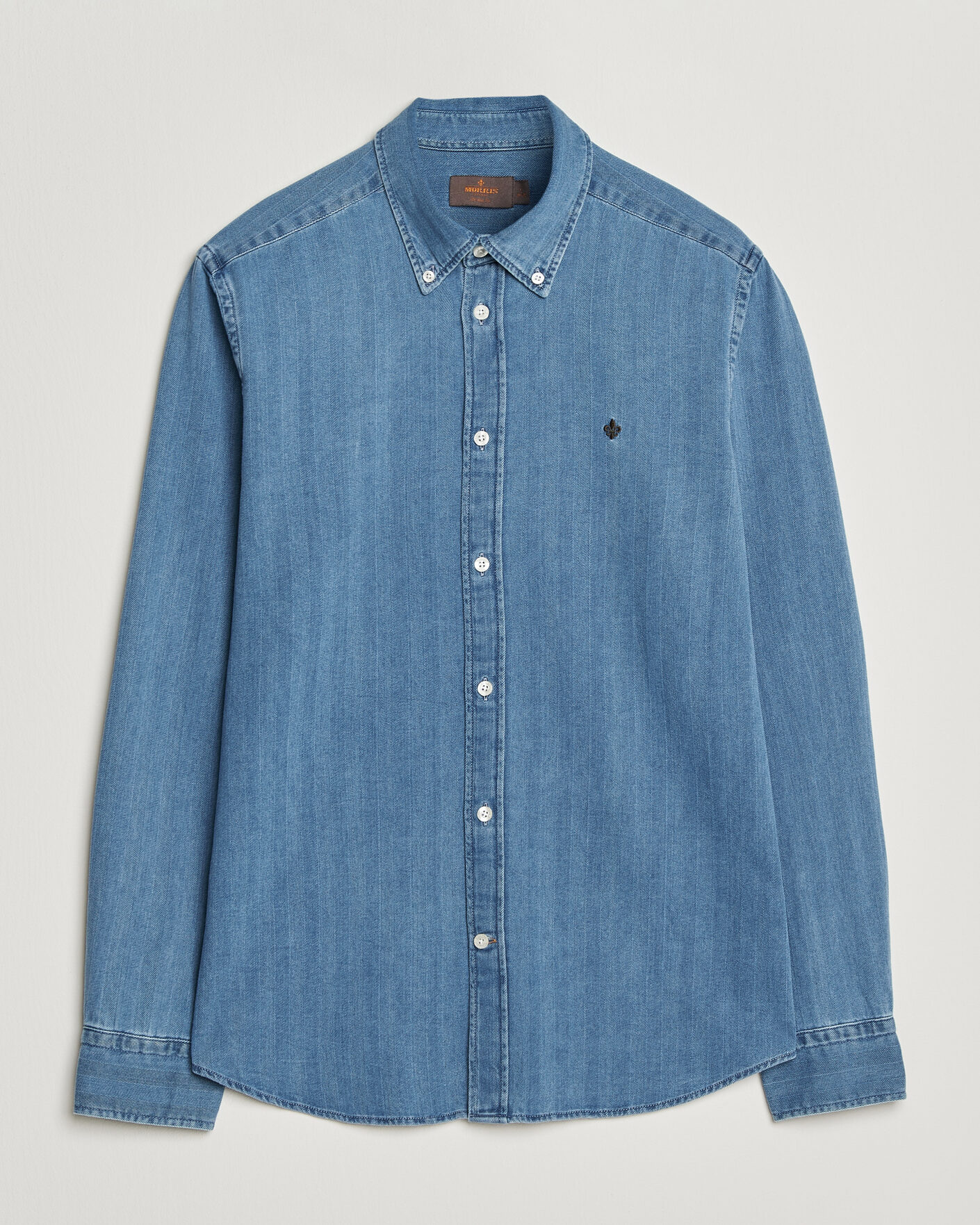 Herre | Skjorter | Morris | Indigo Herringbone Shirt Light Blue