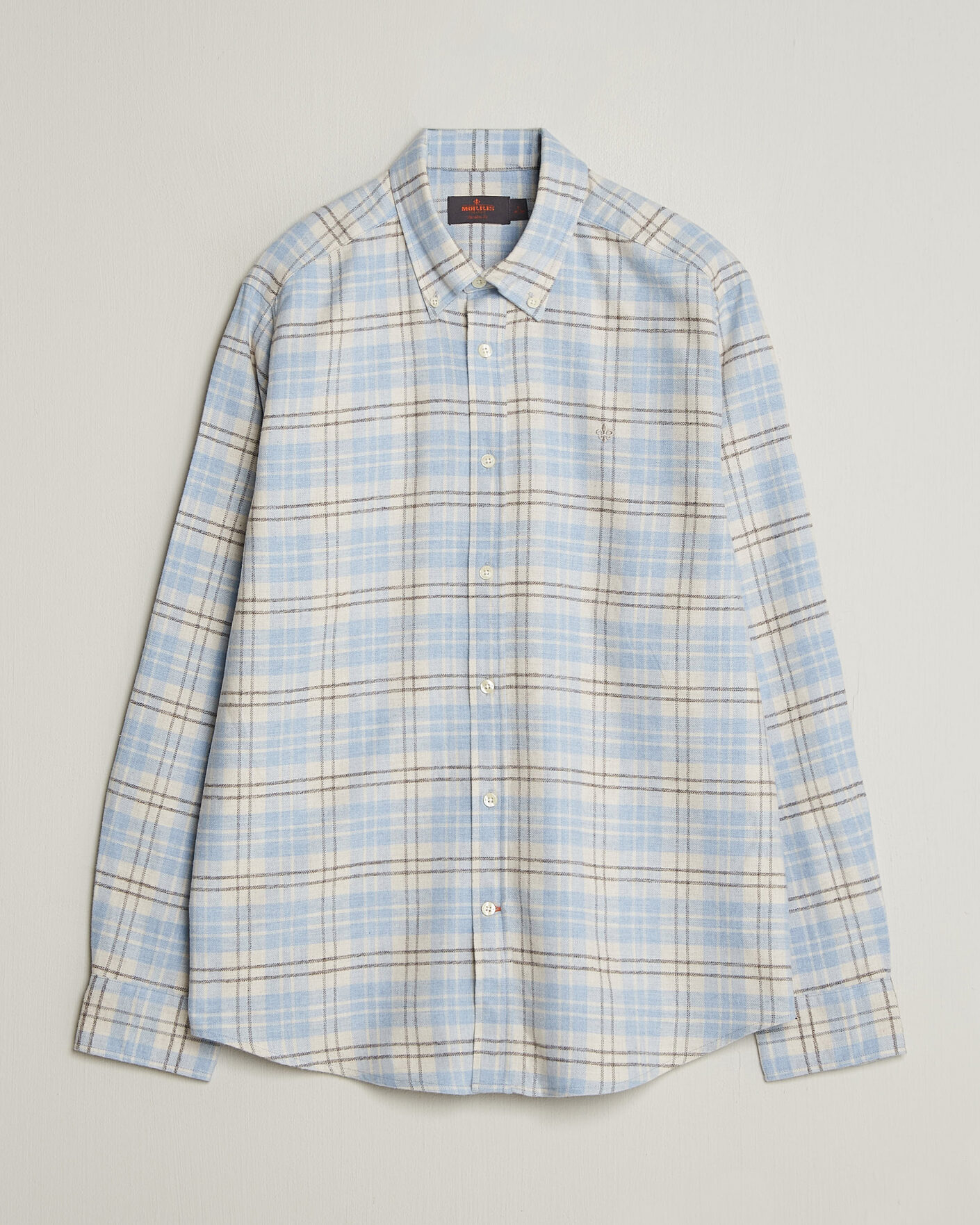 Herre | Skjorter | Morris | Flannel Mouliné Shirt Light Blue