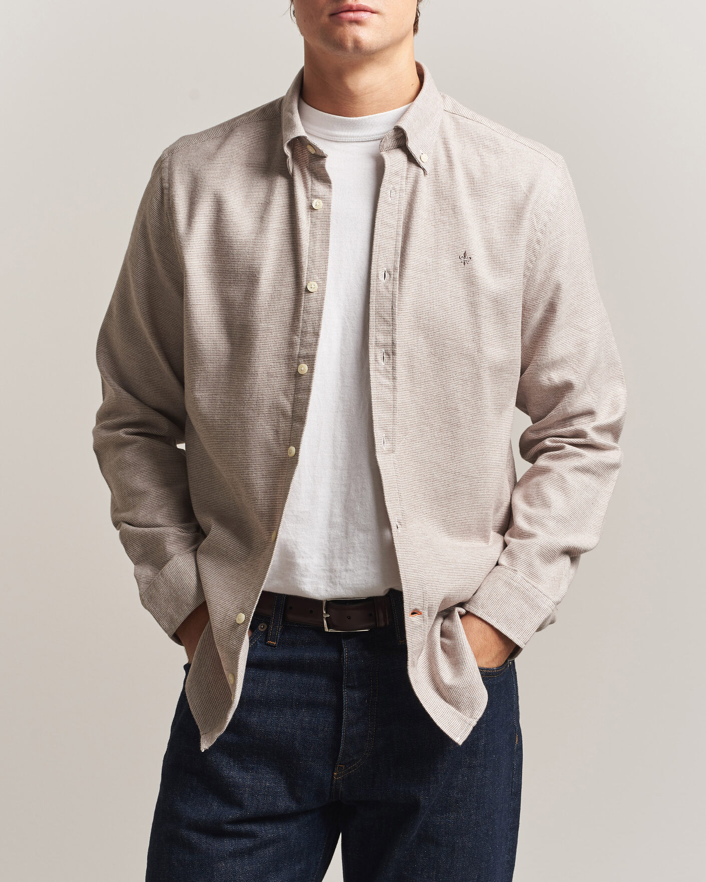Herre | Skjorter | Morris | Flannel Check Shirt Khaki