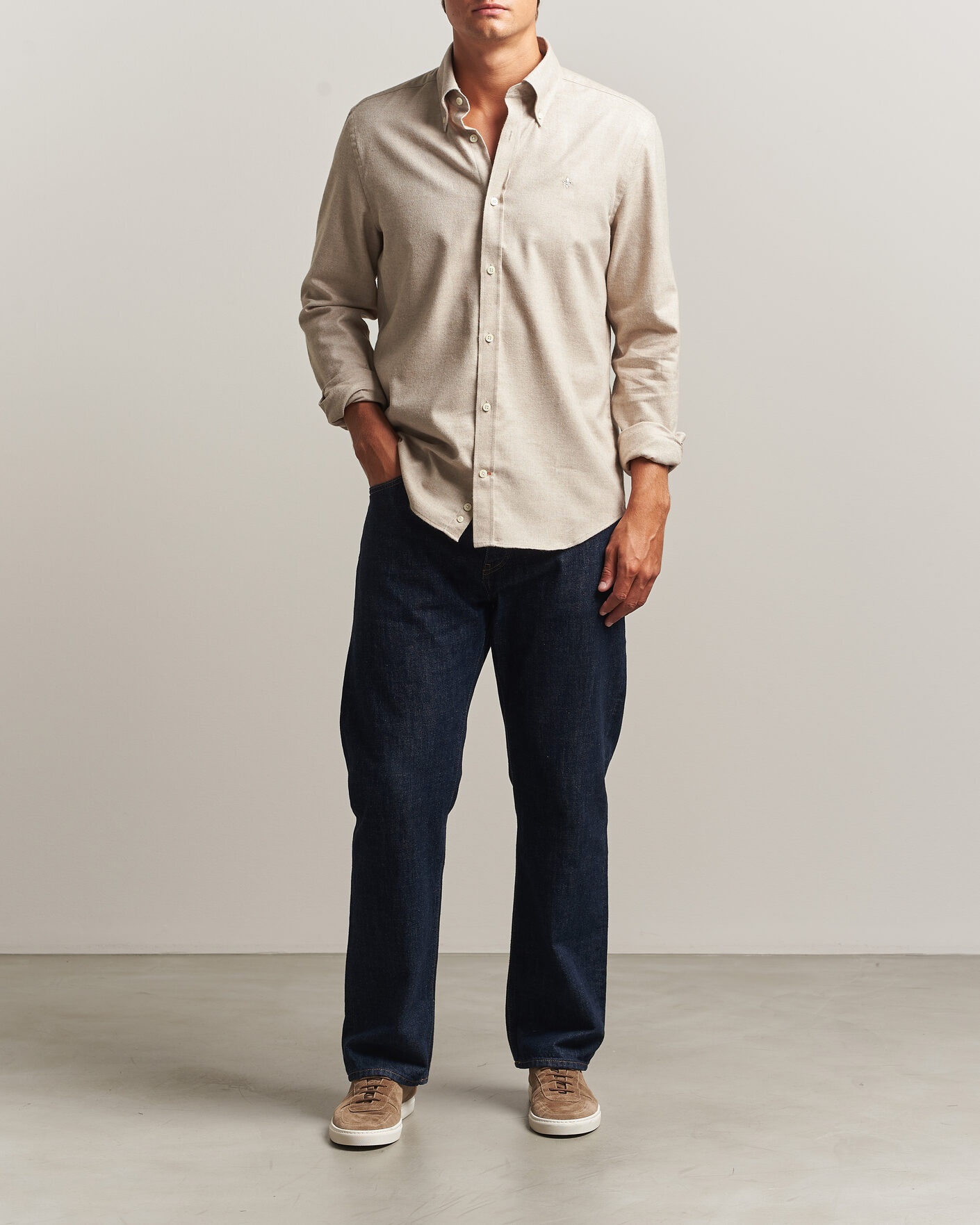 Herre | Skjorter | Morris | Cashmere Twill Shirt Khaki