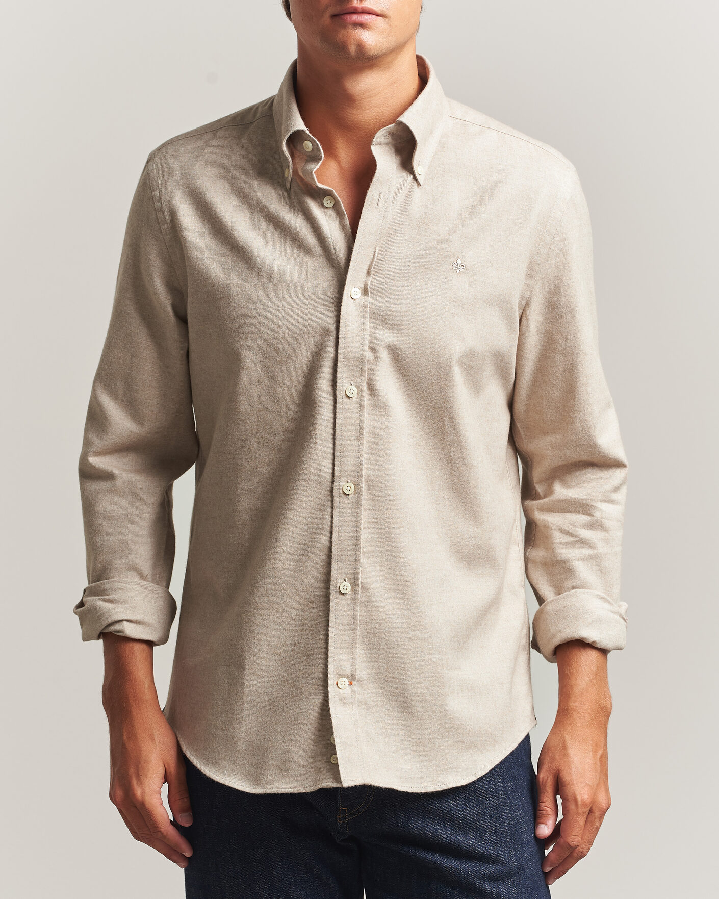 Herre | Skjorter | Morris | Cashmere Twill Shirt Khaki
