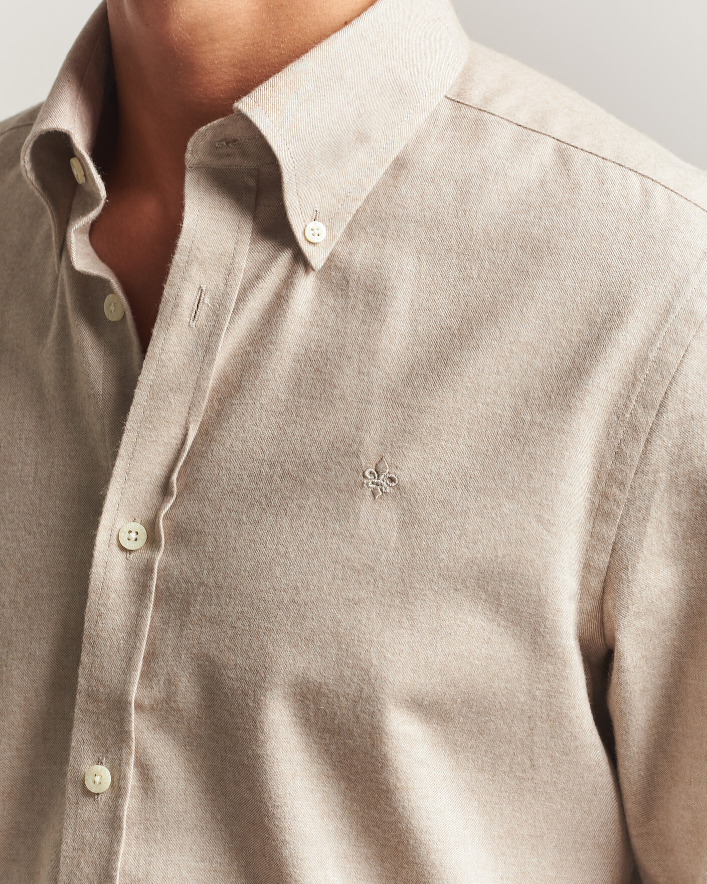Herre | Skjorter | Morris | Cashmere Twill Shirt Khaki