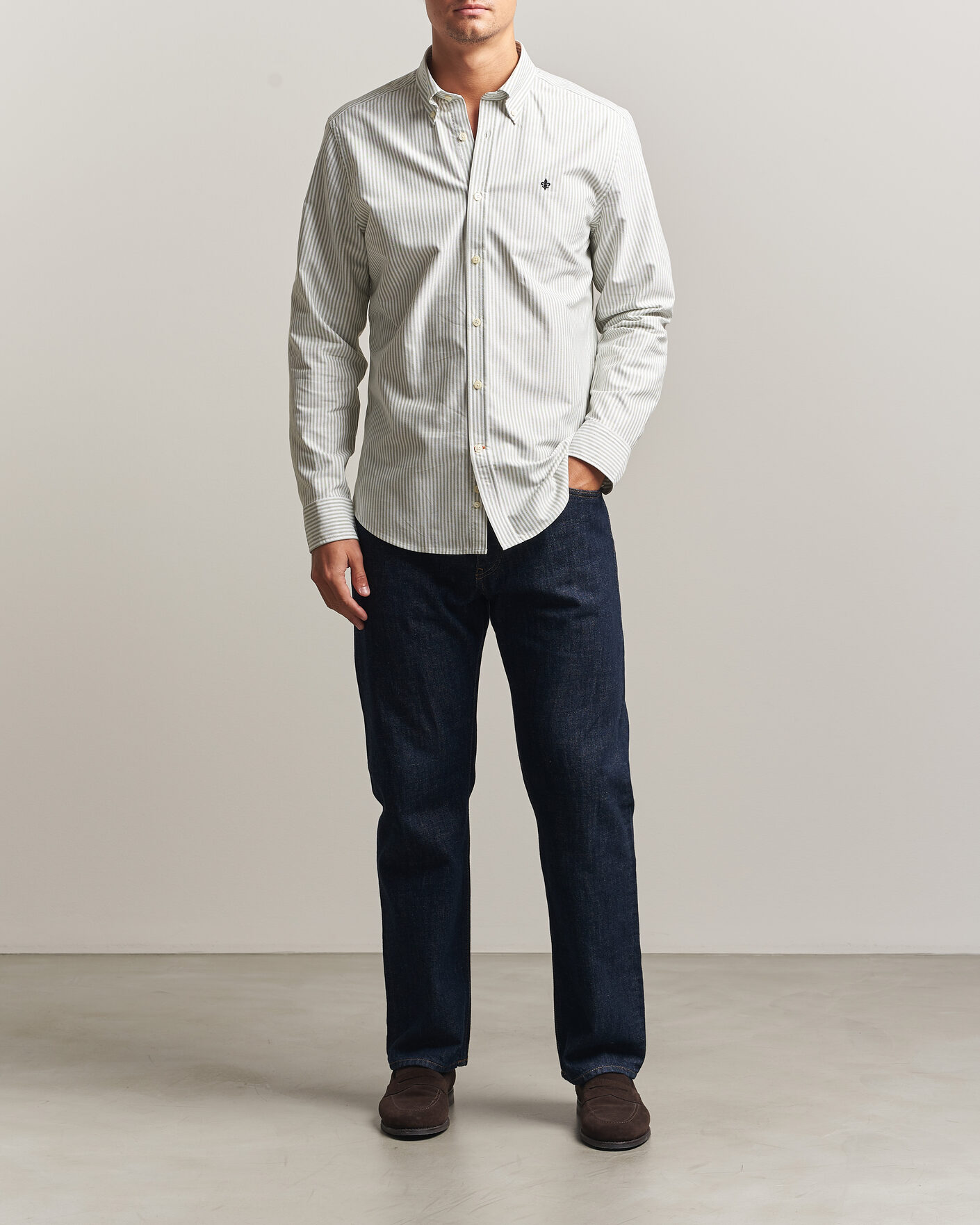 Herre | Skjorter | Morris | Douglas Oxford Stripe Shirt Olive