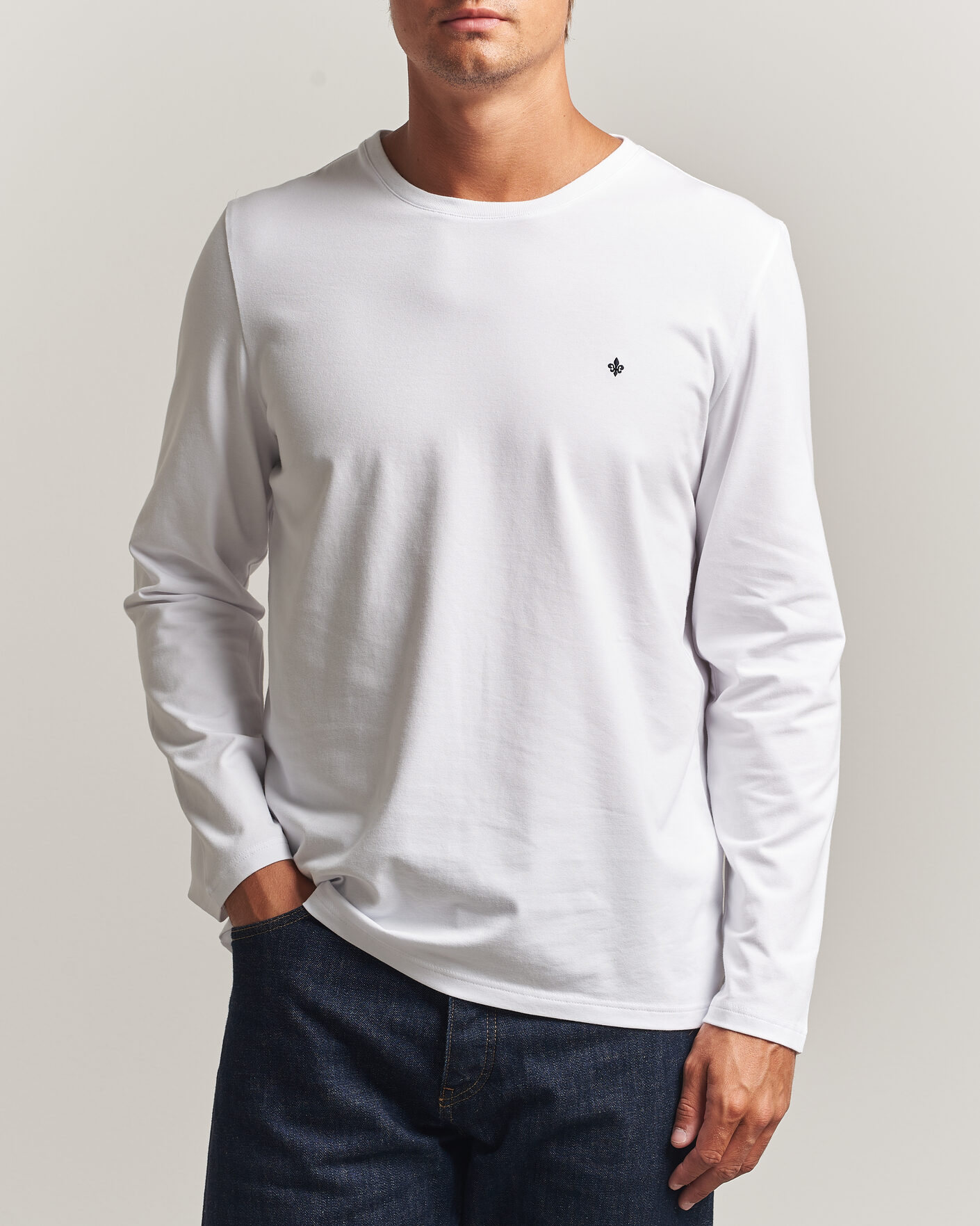 Herre | T-Shirts | Morris | James Long Sleeve T-Shirt White