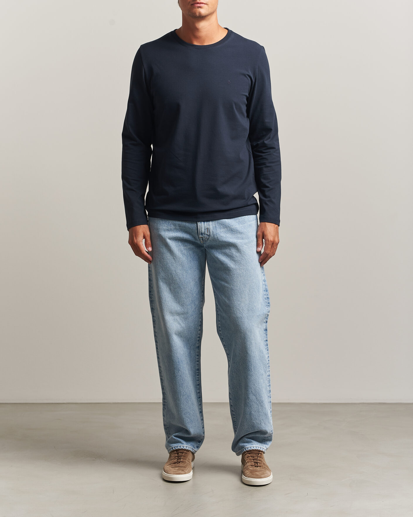 Herre | T-Shirts | Morris | James Long Sleeve T-Shirt Old Blue