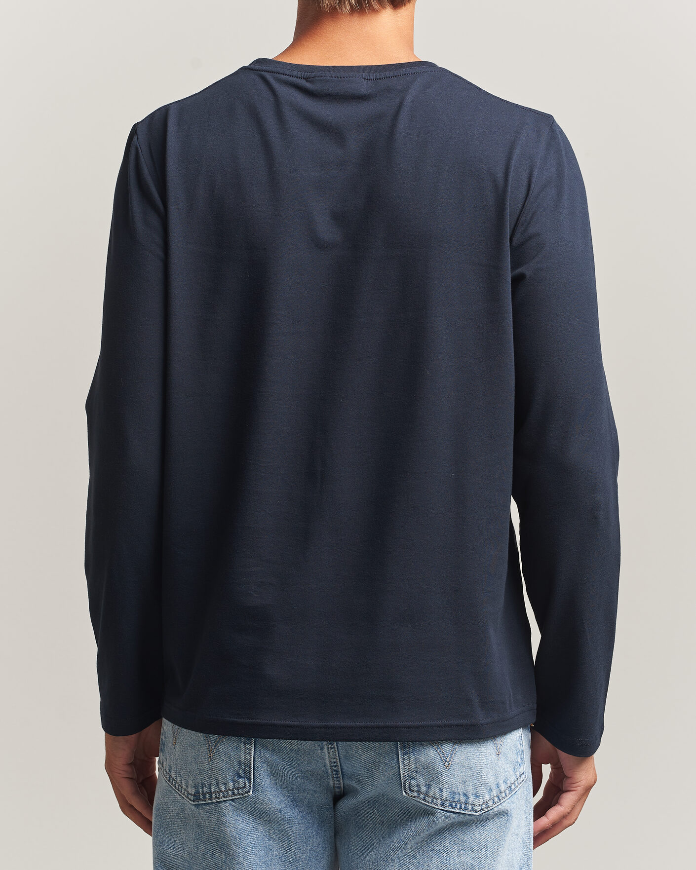 Herre | T-Shirts | Morris | James Long Sleeve T-Shirt Old Blue