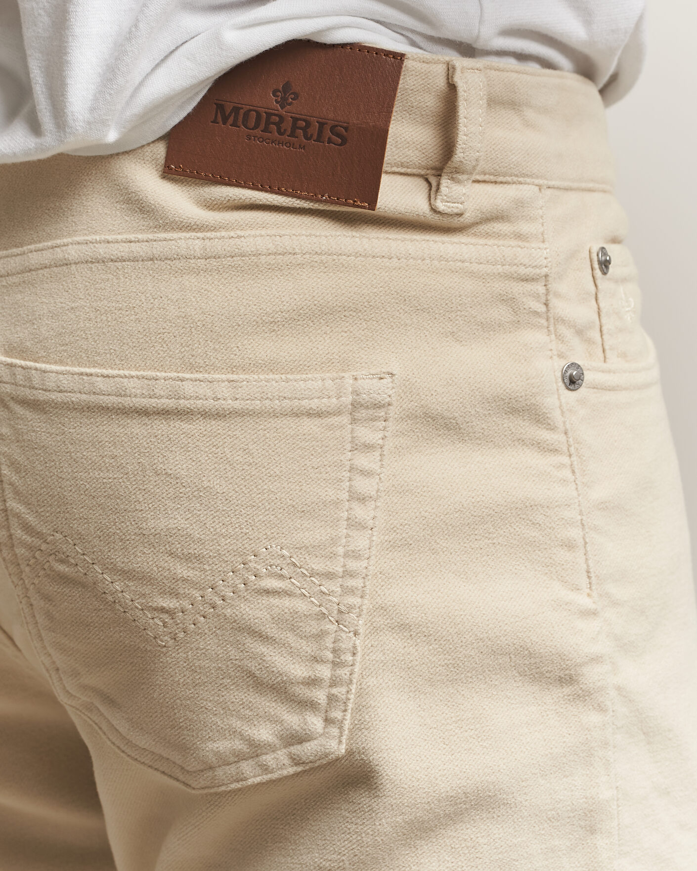 Herre | Bukser | Morris | James Winter Twill 5-Pocket Pants Off White
