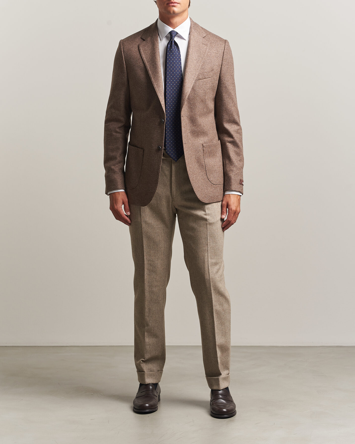 Herre | Bukser | Morris | Flannel Suit Trousers Khaki