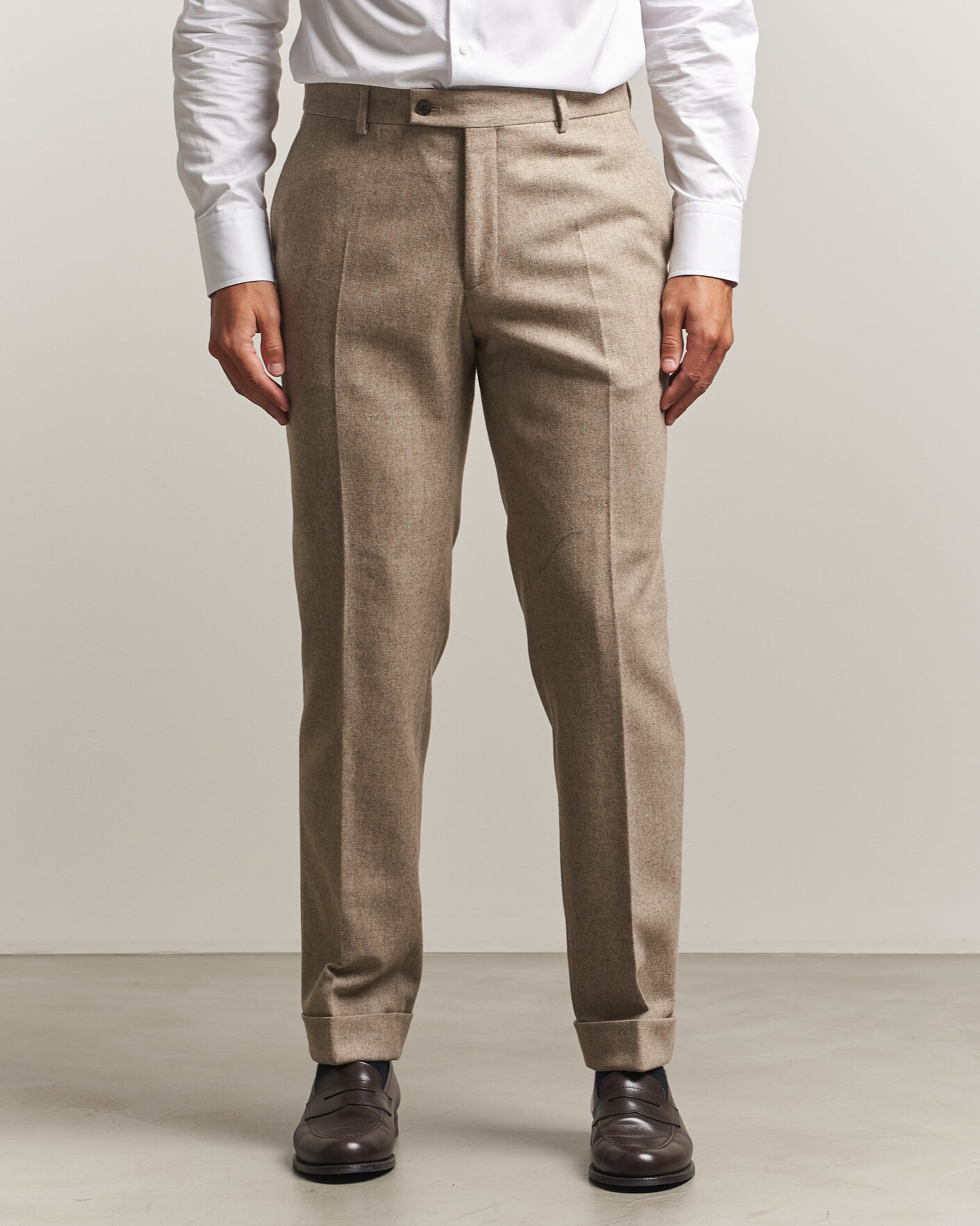 Herre | Bukser | Morris | Flannel Suit Trousers Khaki
