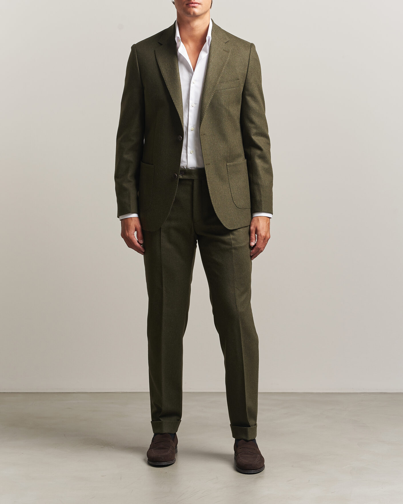 Herre | Bukser | Morris | Flannel Suit Trousers Green