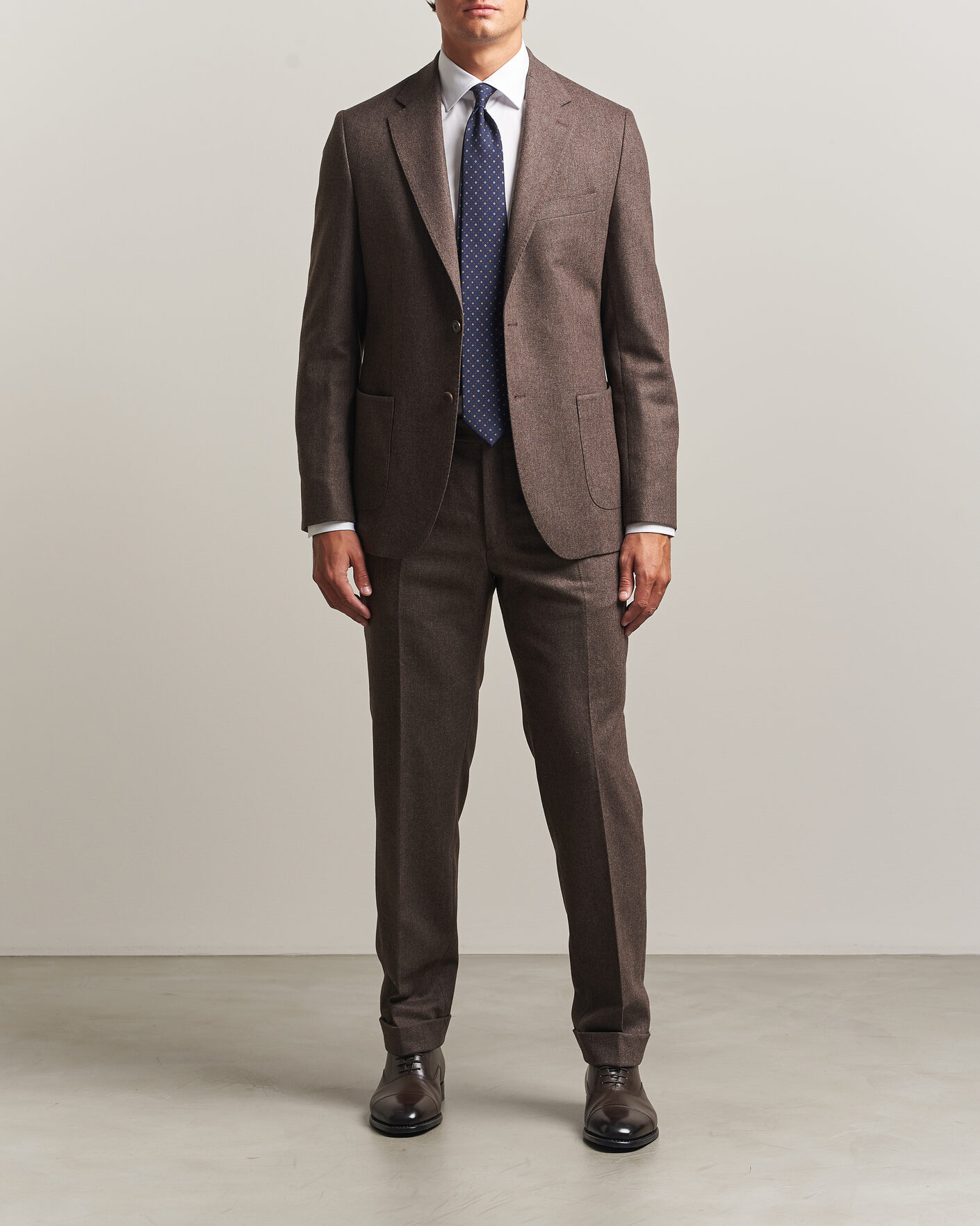 Herre | Bukser | Morris | Flannel Suit Trousers Brown