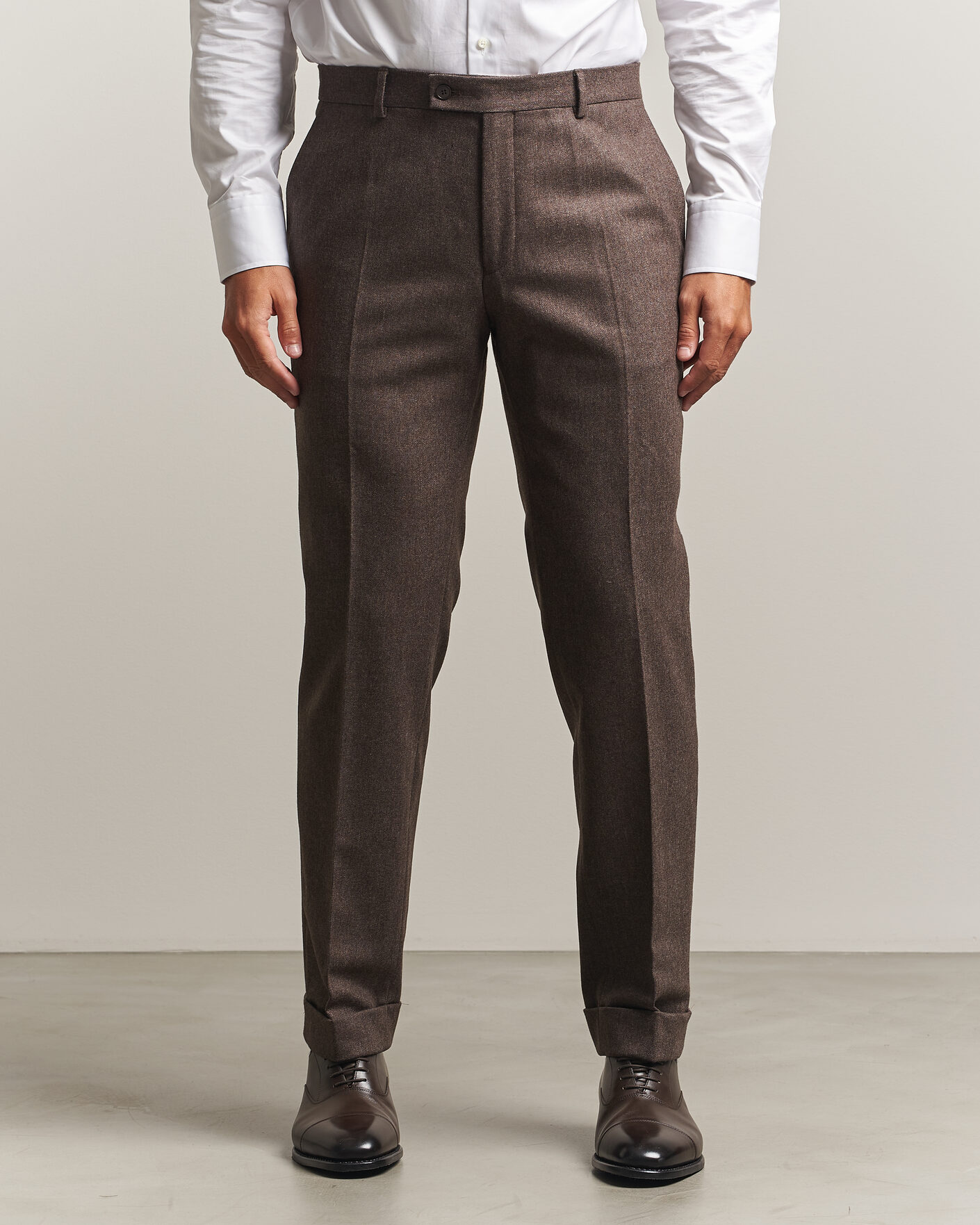 Herre | Bukser | Morris | Flannel Suit Trousers Brown
