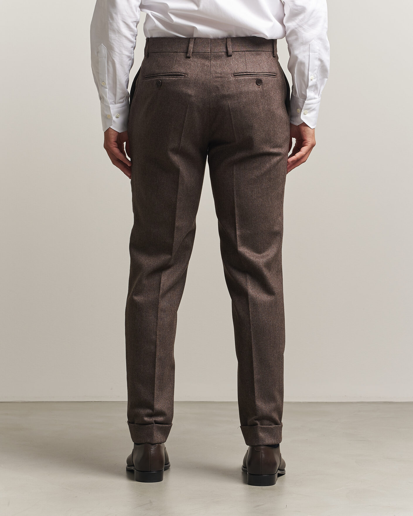 Herre | Bukser | Morris | Flannel Suit Trousers Brown