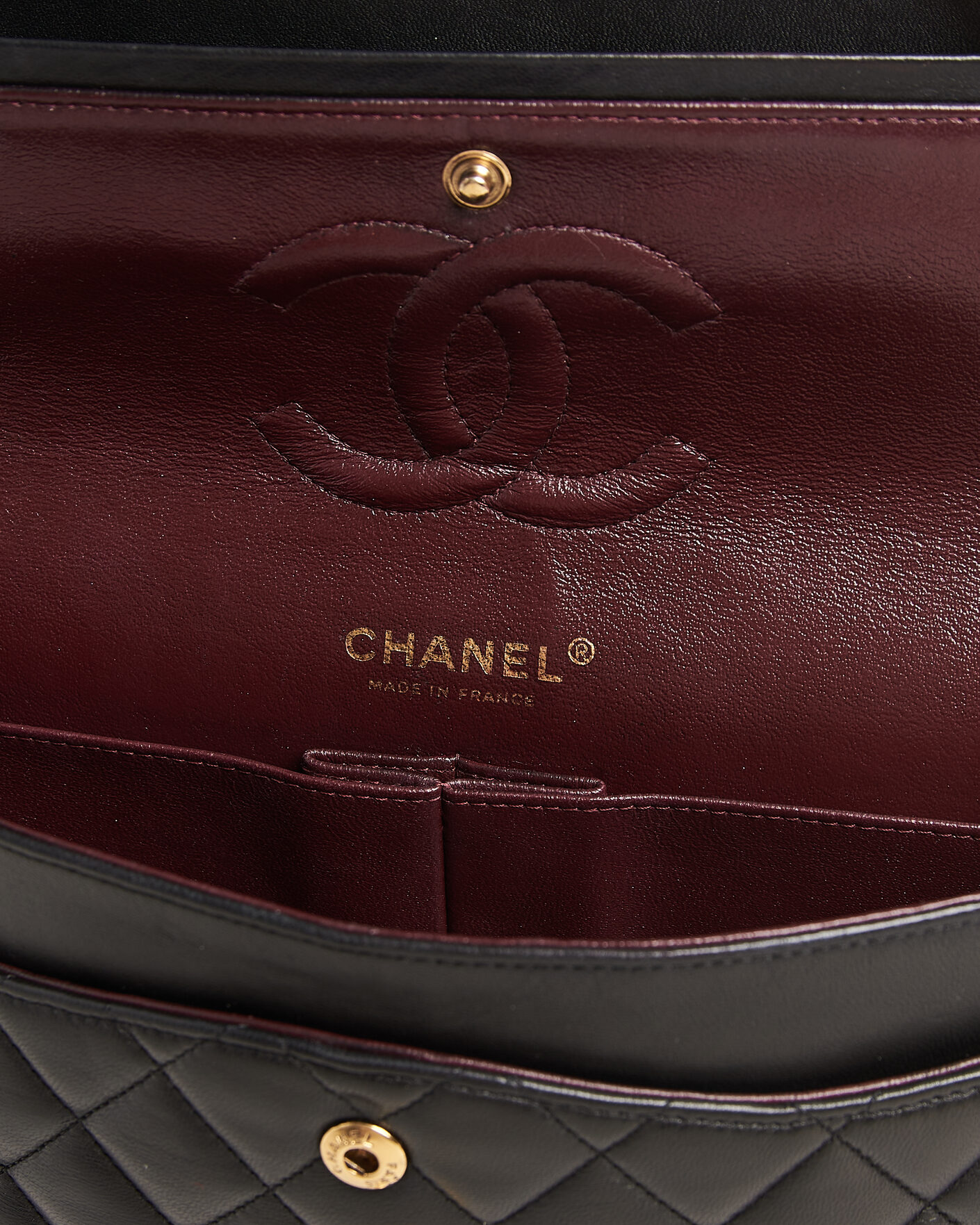 Herre | Chanel Pre-Owned Classic Medium Double Flap Bag Lambskin Black | Chanel Pre-Owned | Classic Medium Double Flap Bag Lambskin Black