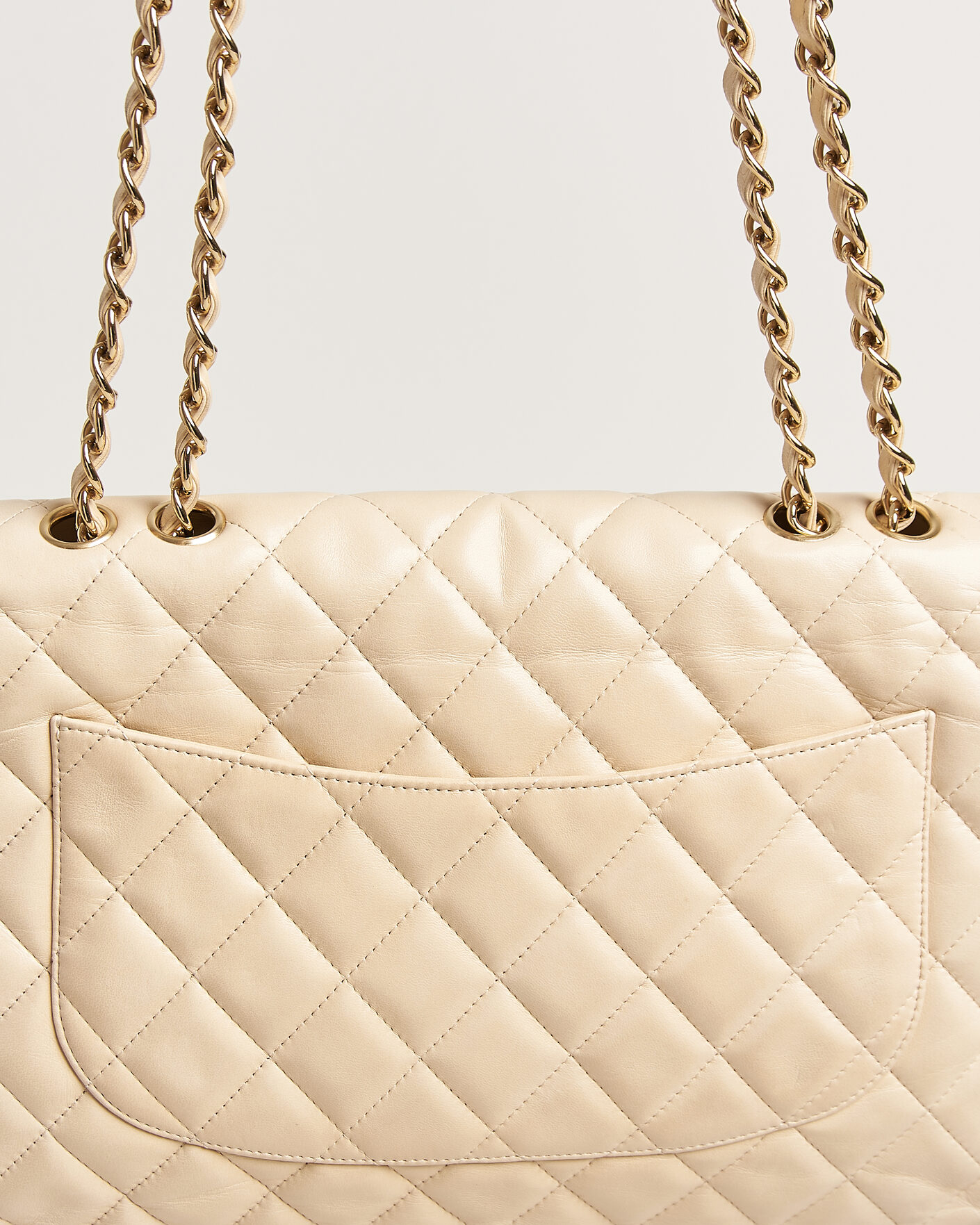 Herre | Chanel Pre-Owned Classic Jumbo Single Flap Bag Lambskin Beige | Chanel Pre-Owned | Classic Jumbo Single Flap Bag Lambskin Beige
