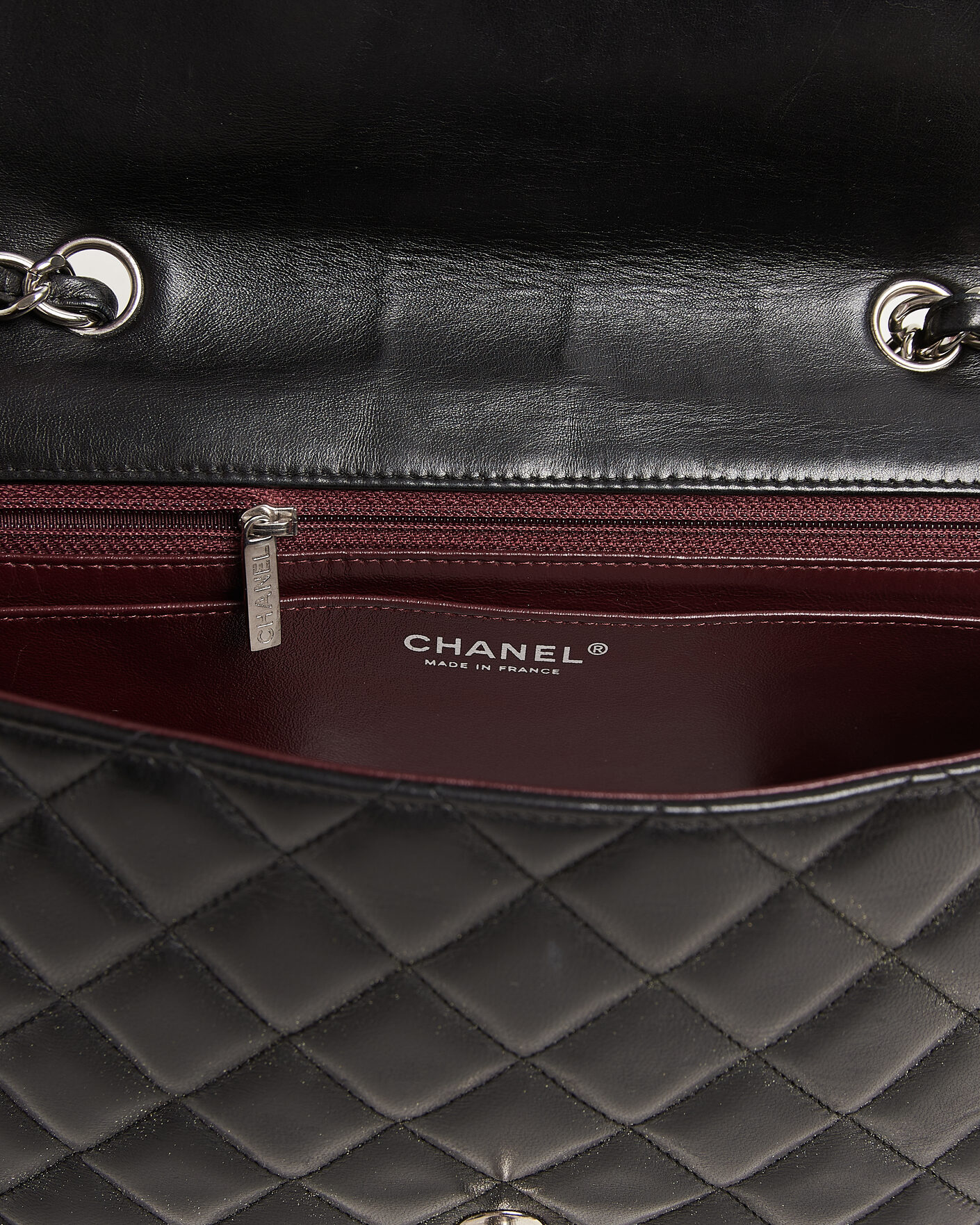 Herre | Chanel Pre-Owned Classic Jumbo Single Flap Bag Lambskin Black | Chanel Pre-Owned | Classic Jumbo Single Flap Bag Lambskin Black