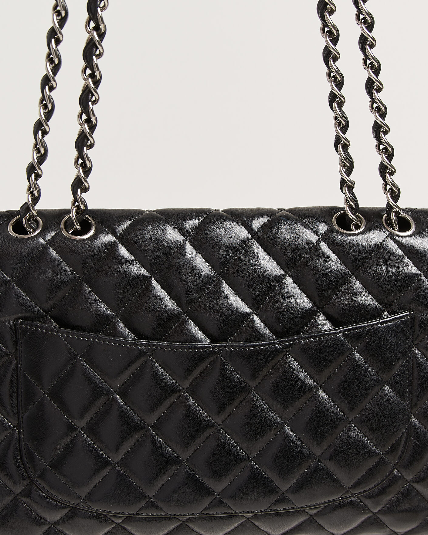Herre | Chanel Pre-Owned Classic Jumbo Single Flap Bag Lambskin Black | Chanel Pre-Owned | Classic Jumbo Single Flap Bag Lambskin Black