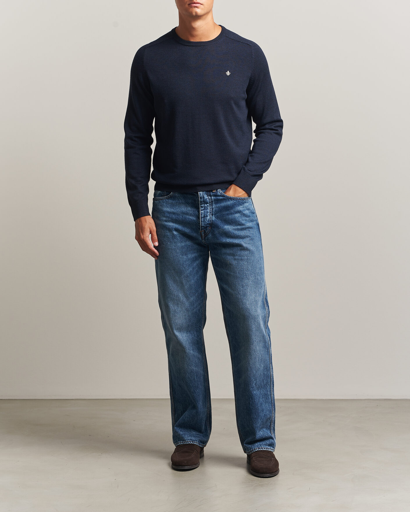 Herre | Gensere | Morris | Merino O-Neck Navy