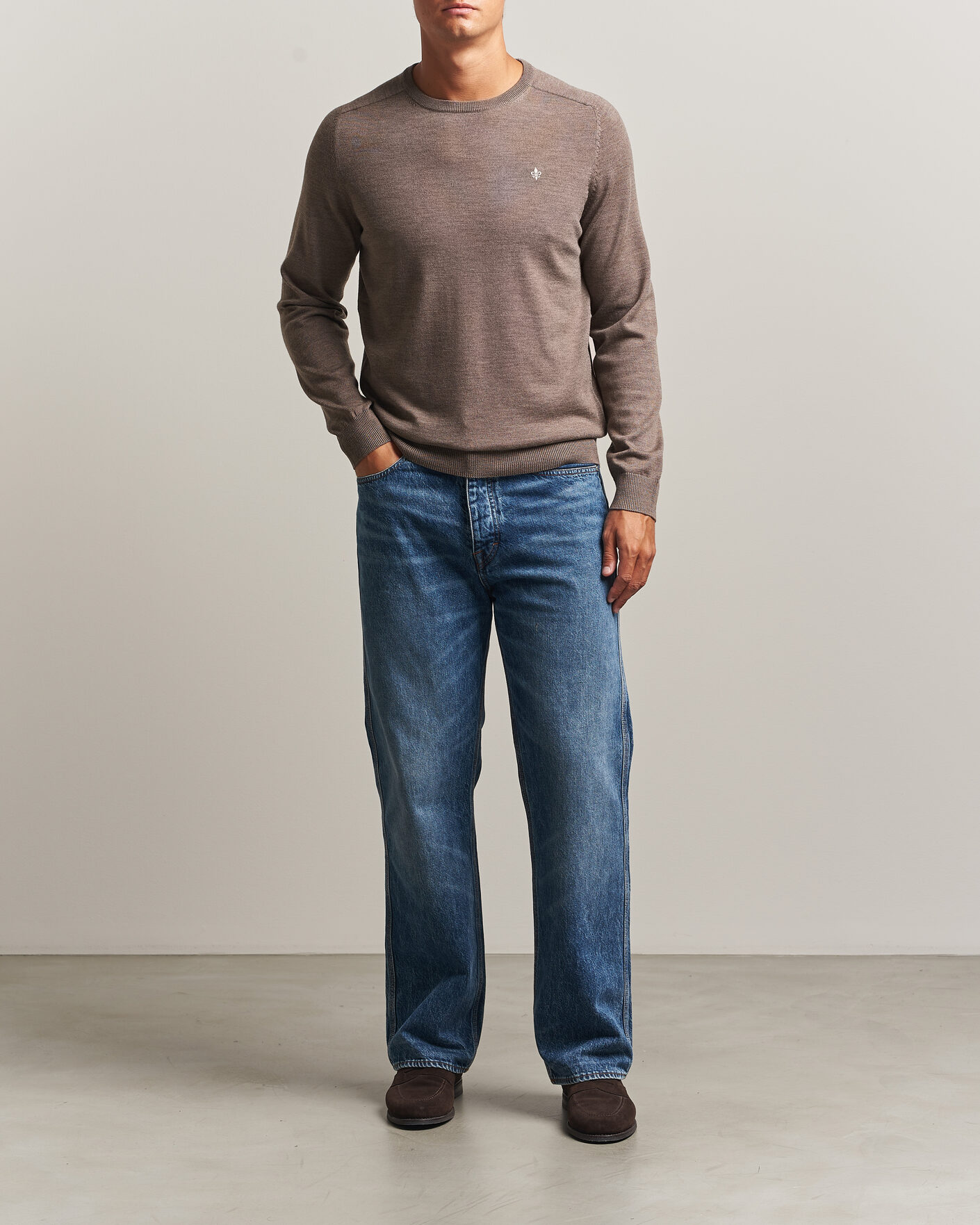 Herre | Gensere | Morris | Merino O-Neck Brown