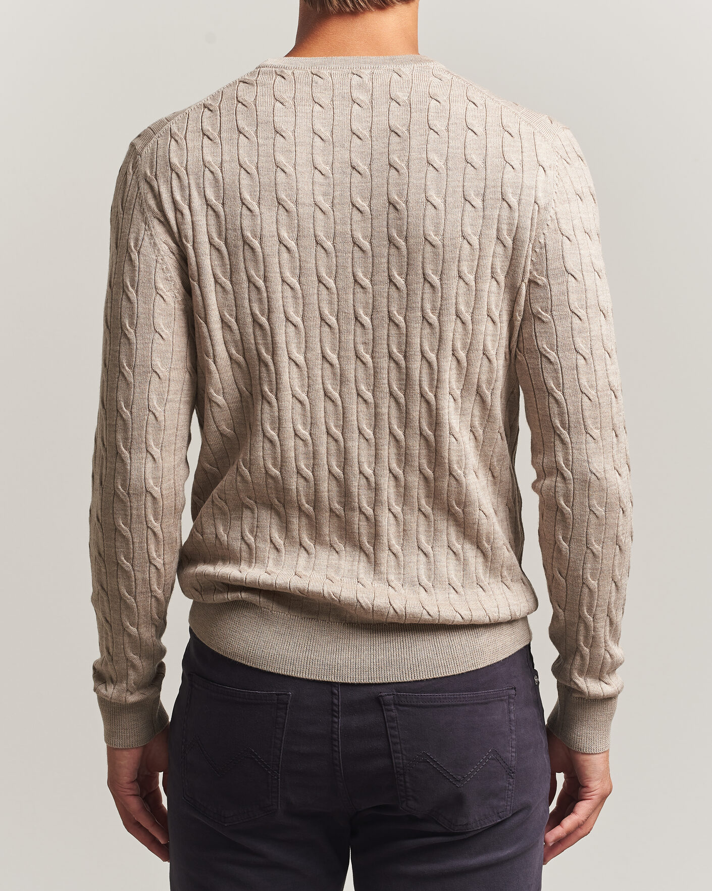 Herre | Gensere | Morris | Merino Cable O-Neck Khaki