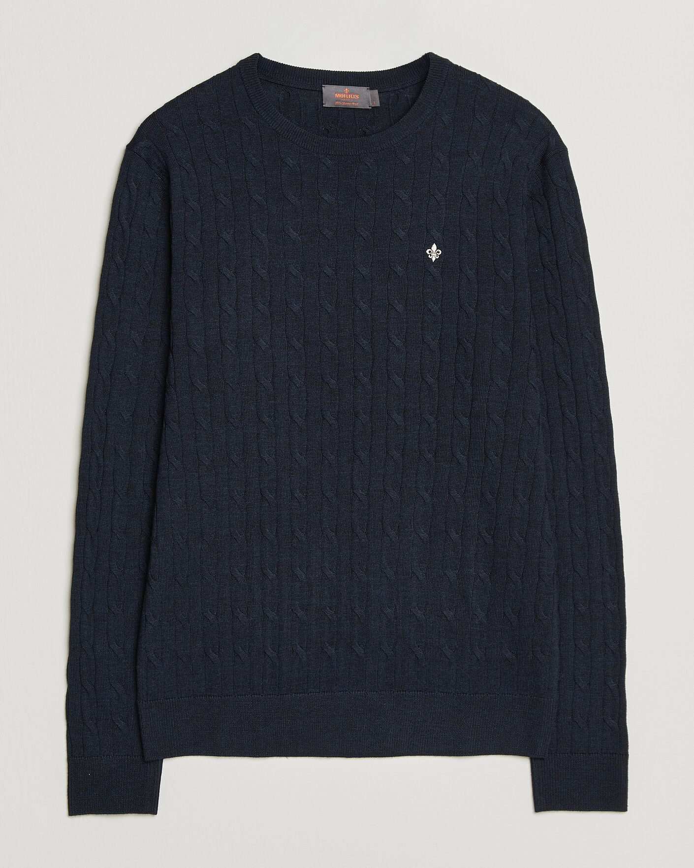 Herre | Gensere | Morris | Merino Cable O-Neck Navy