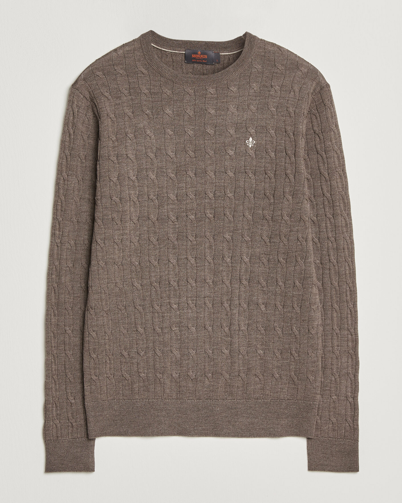 Herre | Gensere | Morris | Merino Cable O-Neck Brown