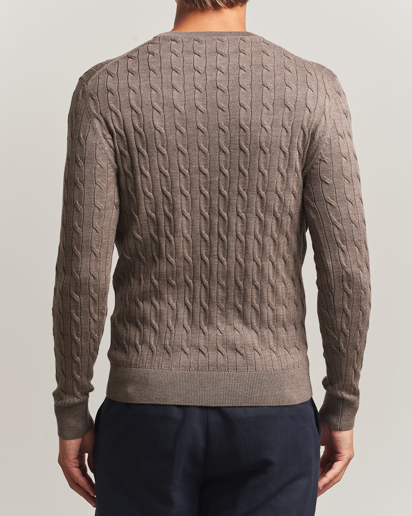 Herre | Gensere | Morris | Merino Cable O-Neck Brown
