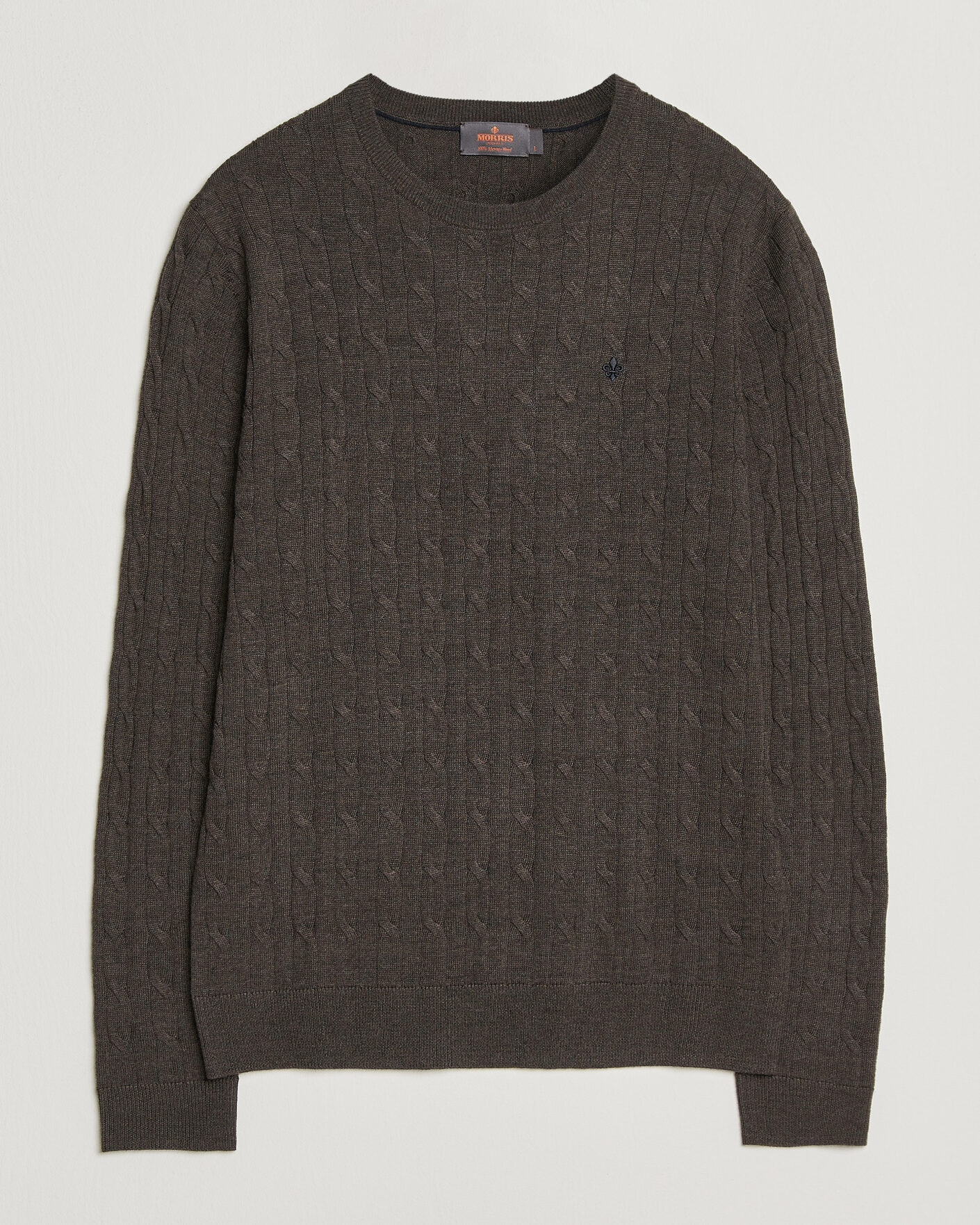 Herre | Gensere | Morris | Merino Cable O-Neck Brown
