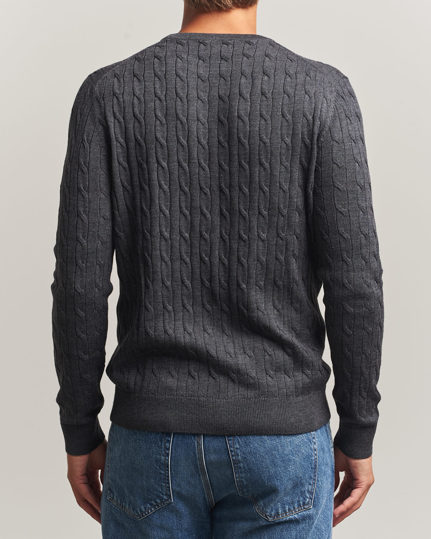 Herre | Gensere | Morris | Merino Cable O-Neck Grey