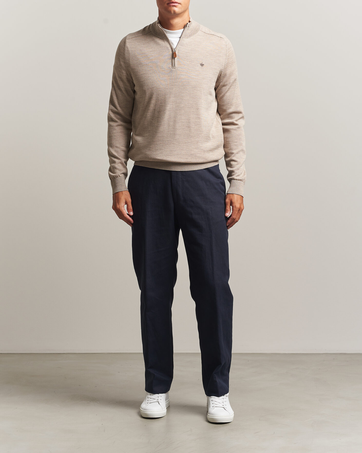 Herre | Gensere | Morris | John Merino Half Zip Khaki