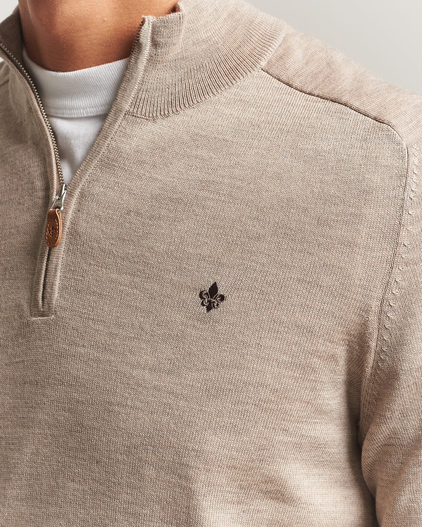 Herre | Gensere | Morris | John Merino Half Zip Khaki