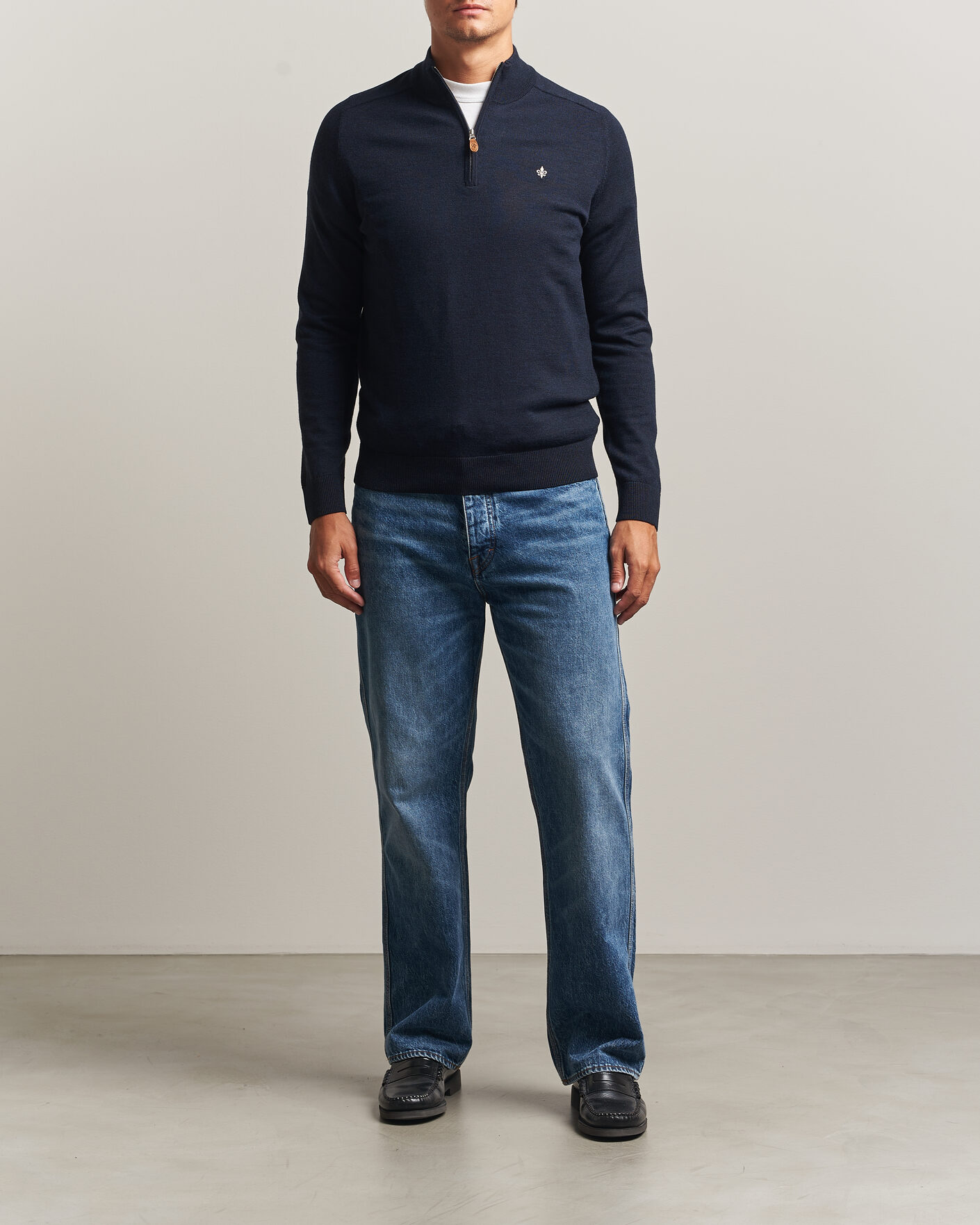 Herre | Gensere | Morris | John Merino Half Zip Navy