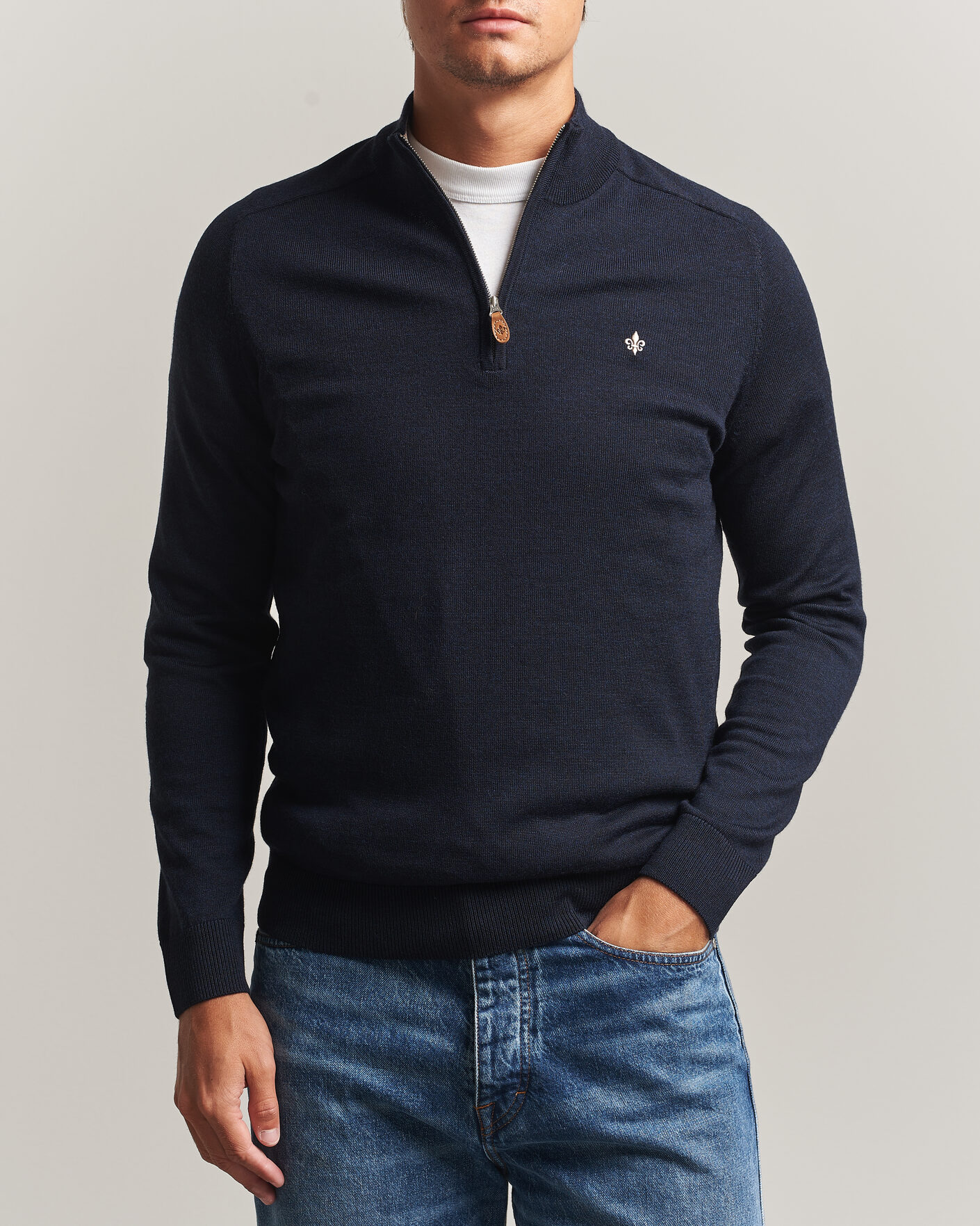 Herre | Gensere | Morris | John Merino Half Zip Navy