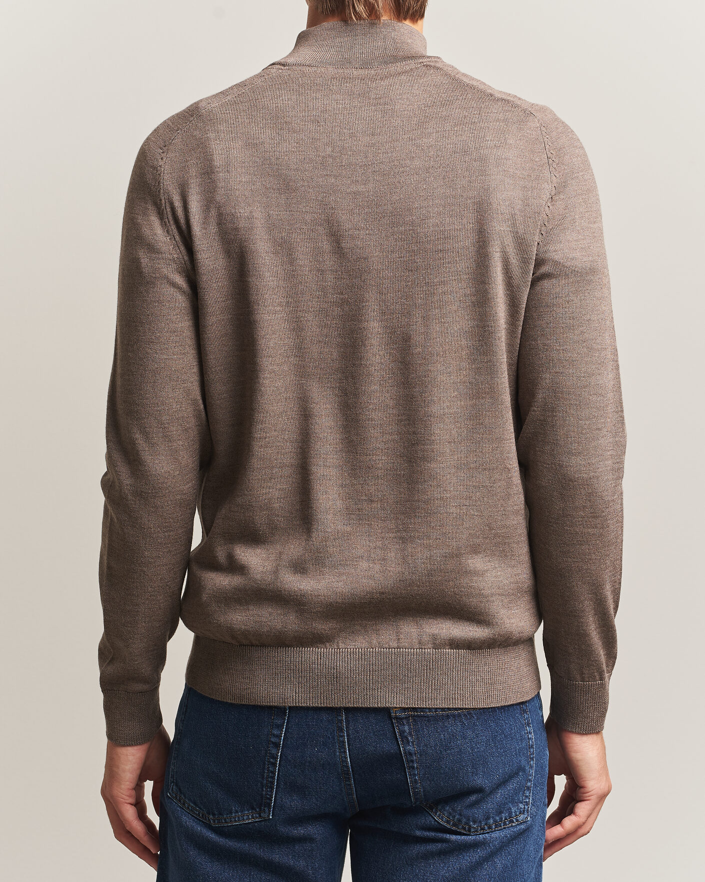 Herre | Gensere | Morris | John Merino Half Zip Brown