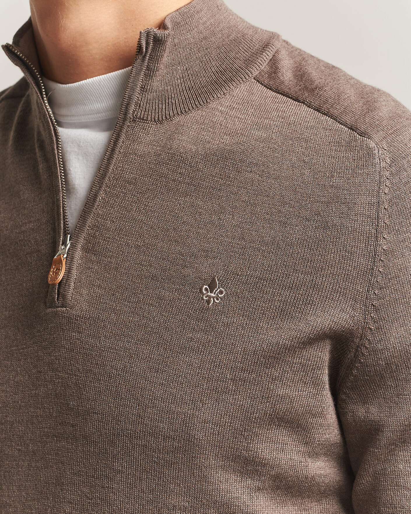 Herre | Gensere | Morris | John Merino Half Zip Brown