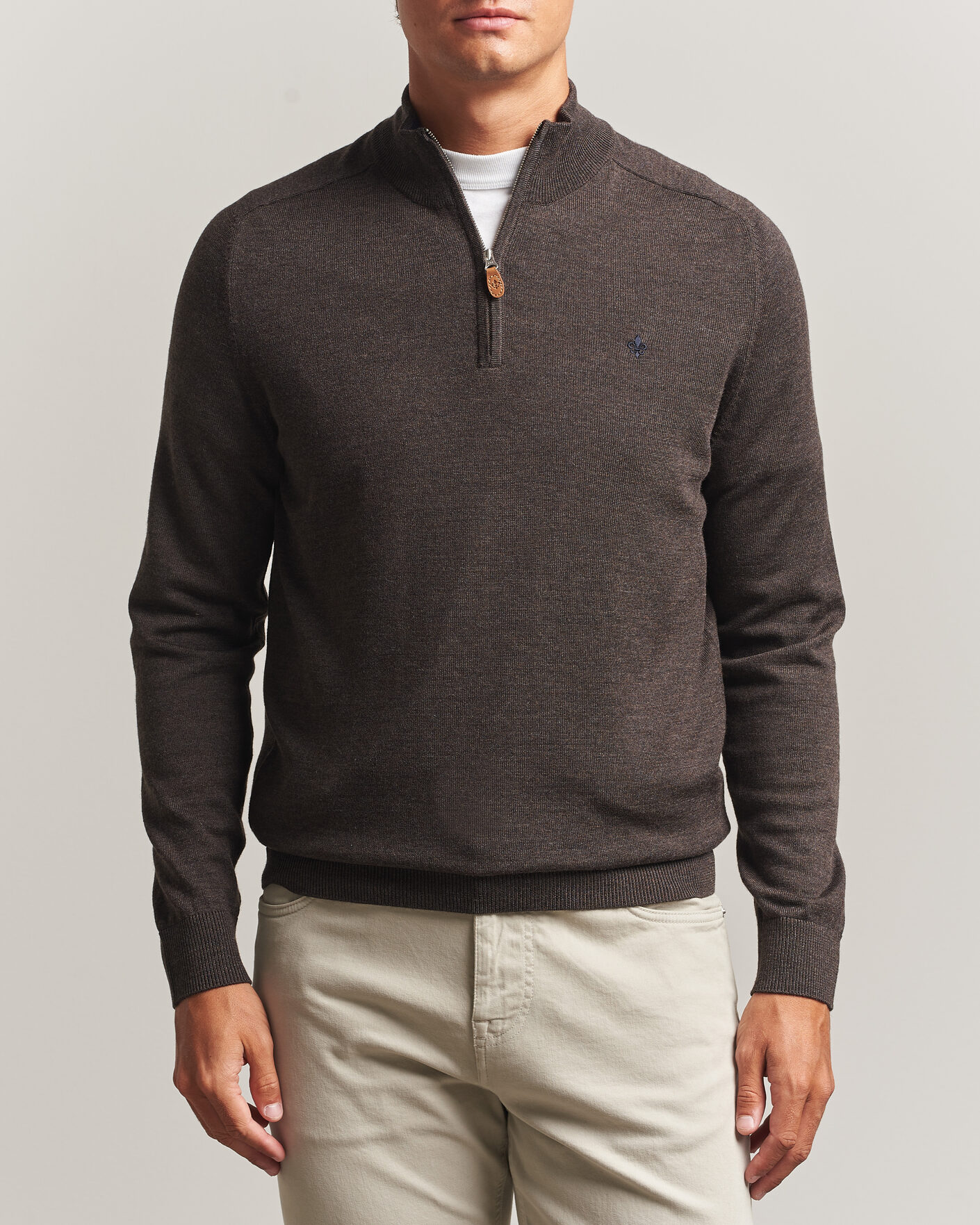 Herre | Gensere | Morris | John Merino Half Zip Brown