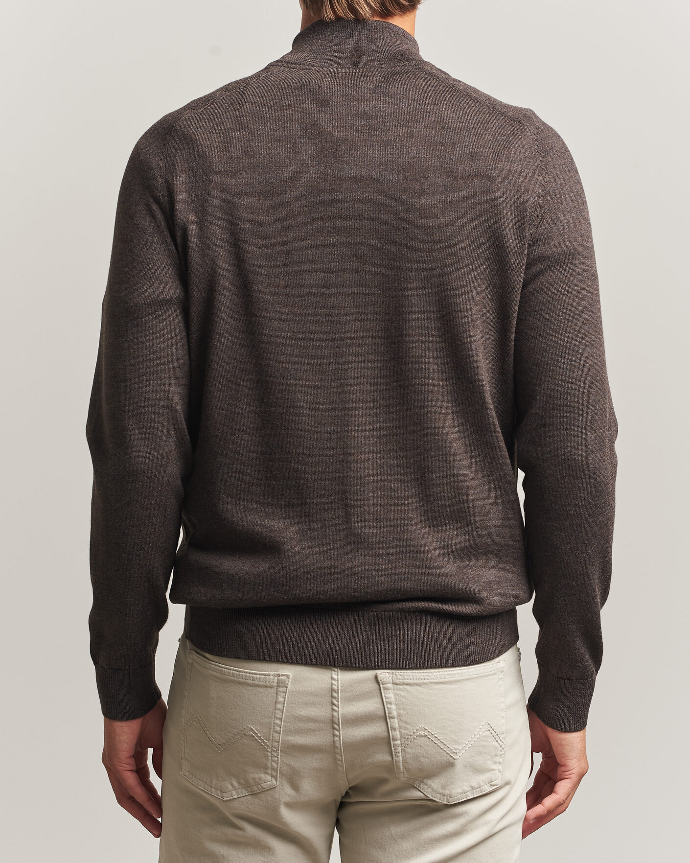 Herre | Gensere | Morris | John Merino Half Zip Brown