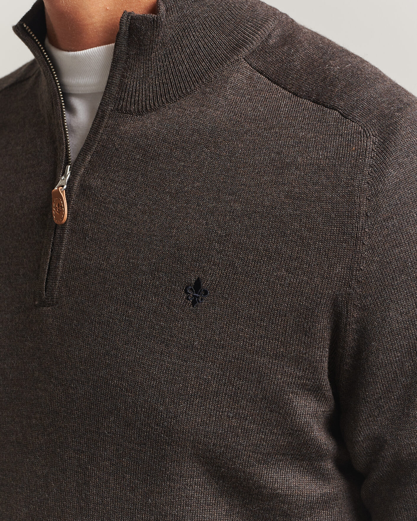 Herre | Gensere | Morris | John Merino Half Zip Brown