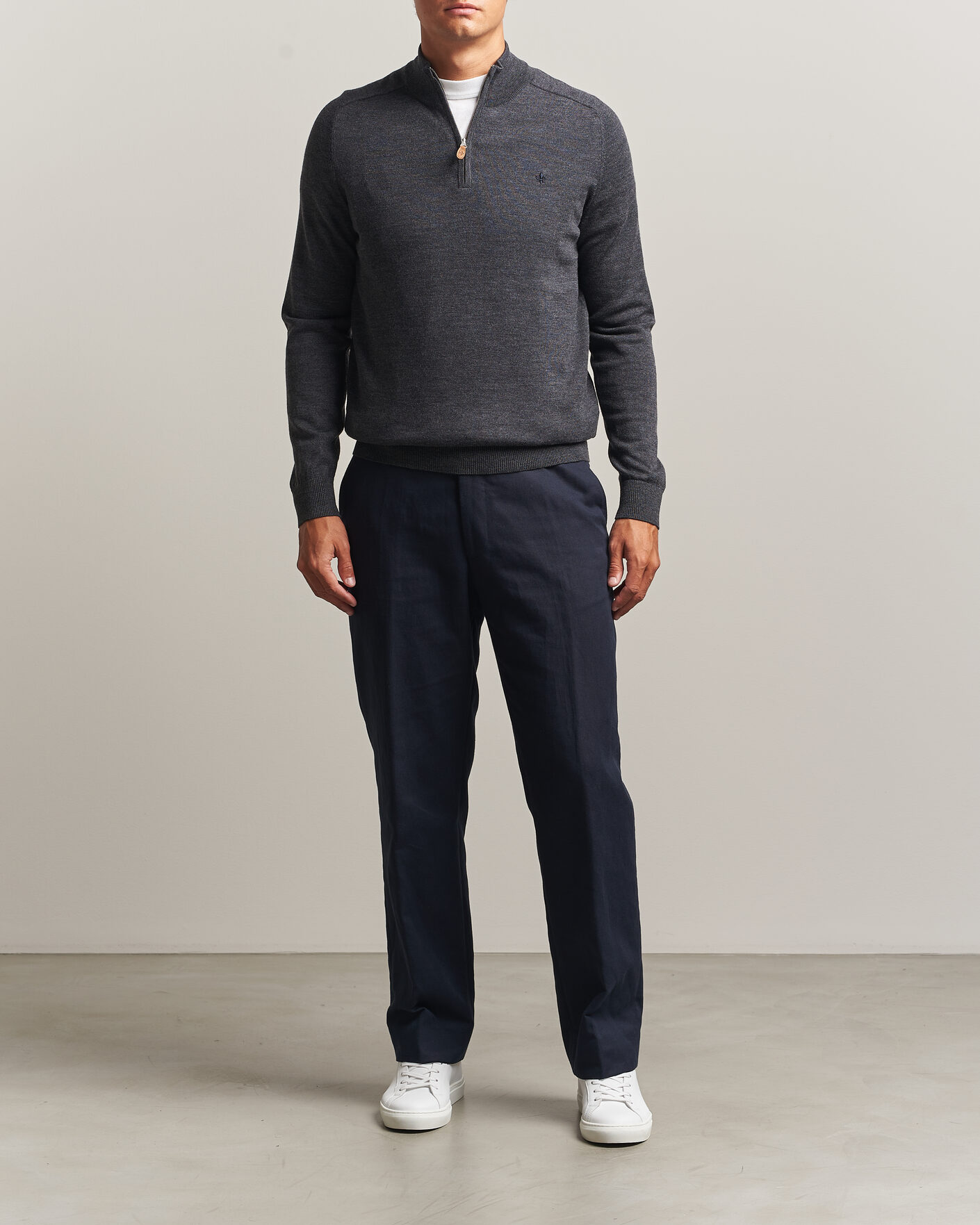 Herre | Gensere | Morris | John Merino Half Zip Grey