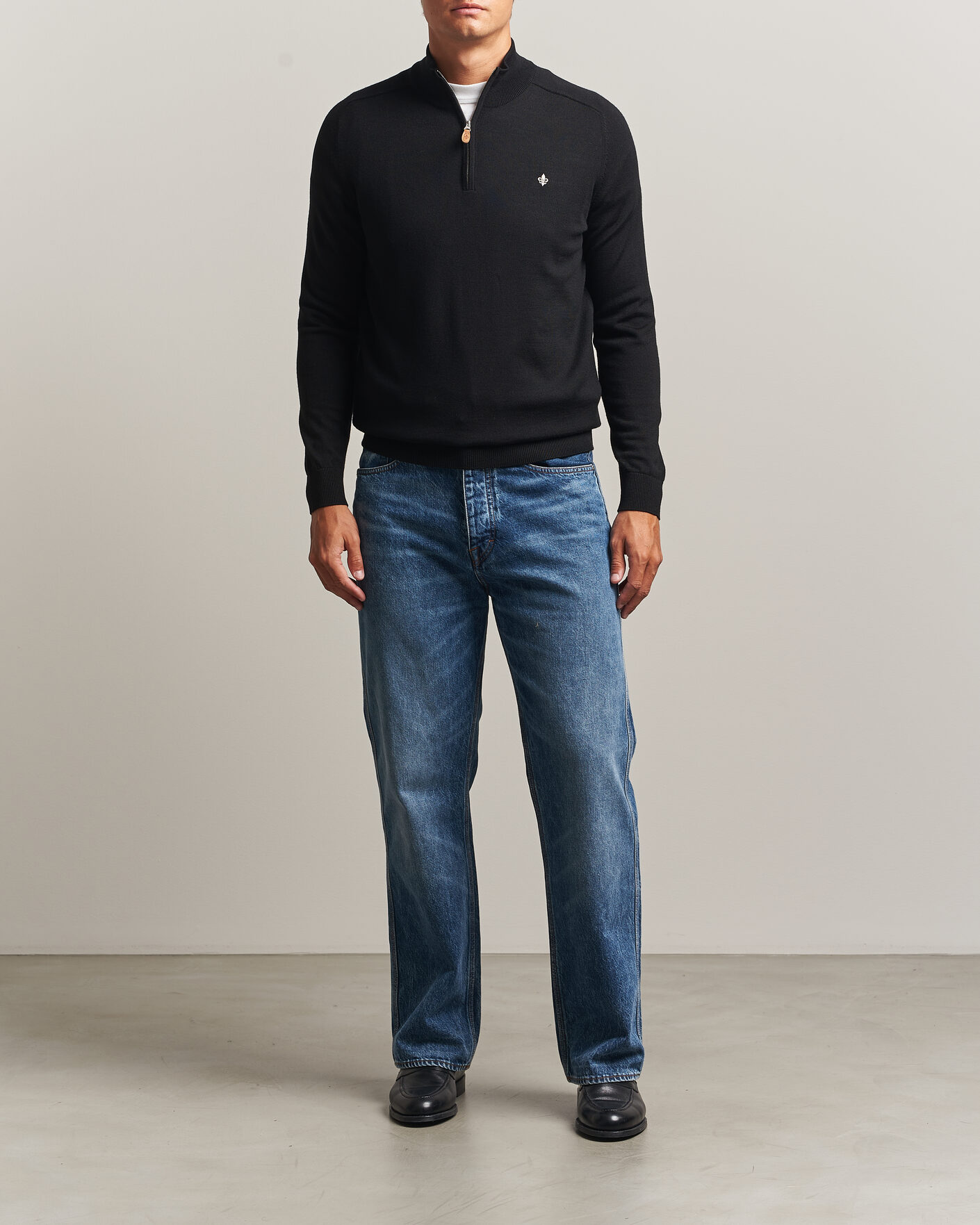 Herre | Gensere | Morris | John Merino Half Zip Black