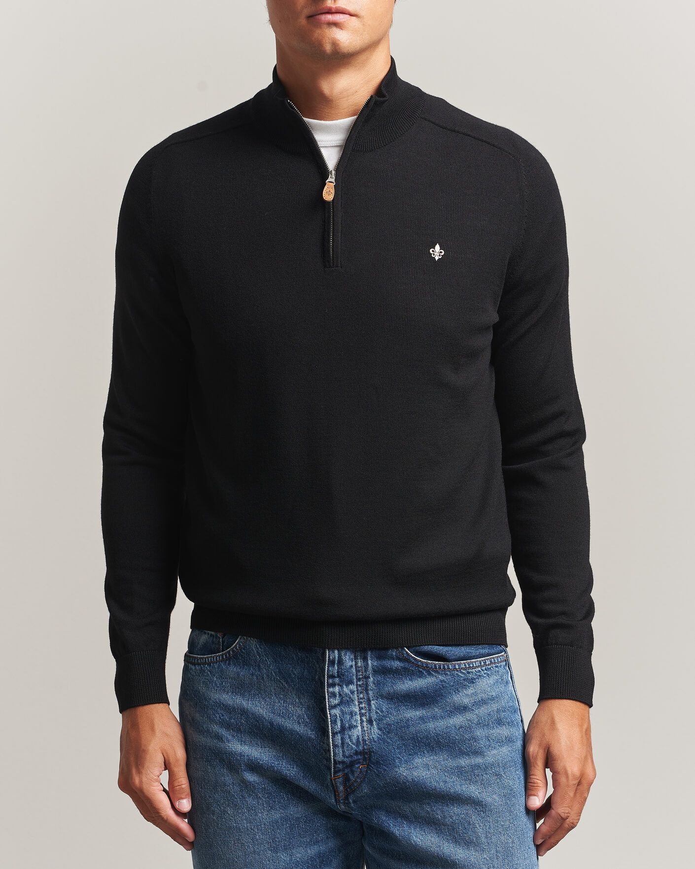 Herre | Gensere | Morris | John Merino Half Zip Black