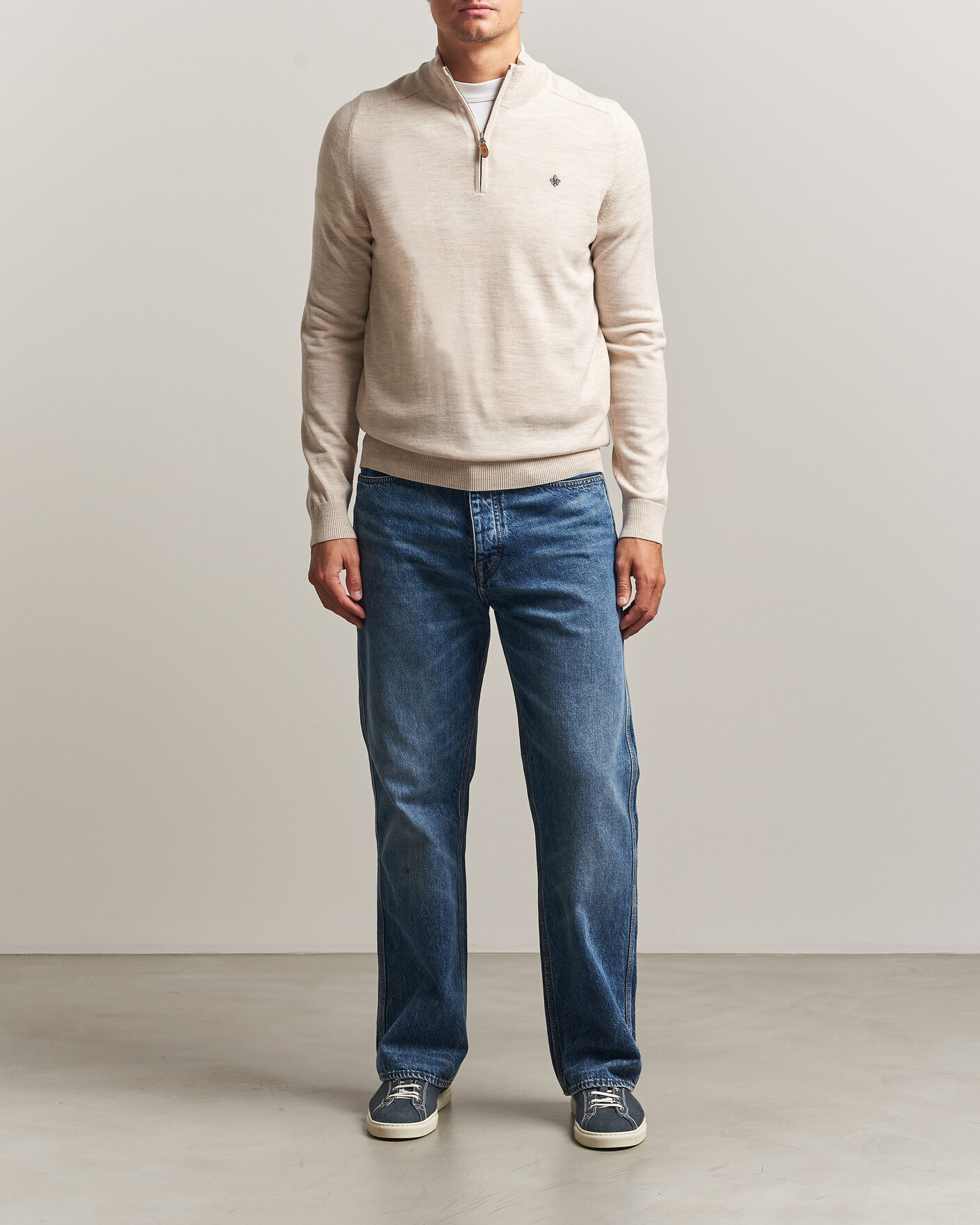 Herre | Gensere | Morris | John Merino Half Zip Off White
