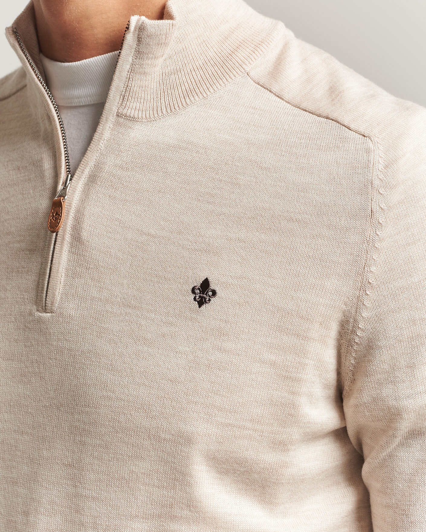 Herre | Gensere | Morris | John Merino Half Zip Off White