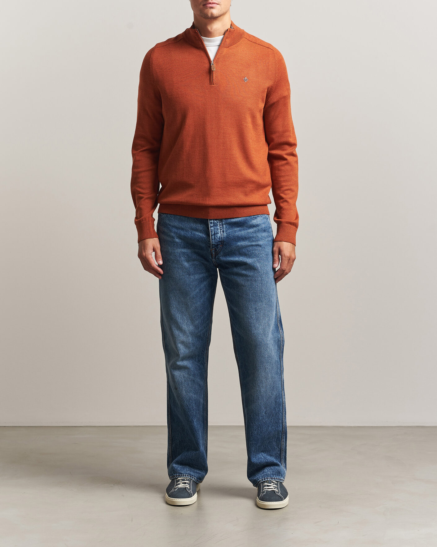 Herre | Gensere | Morris | John Merino Half Zip Orange