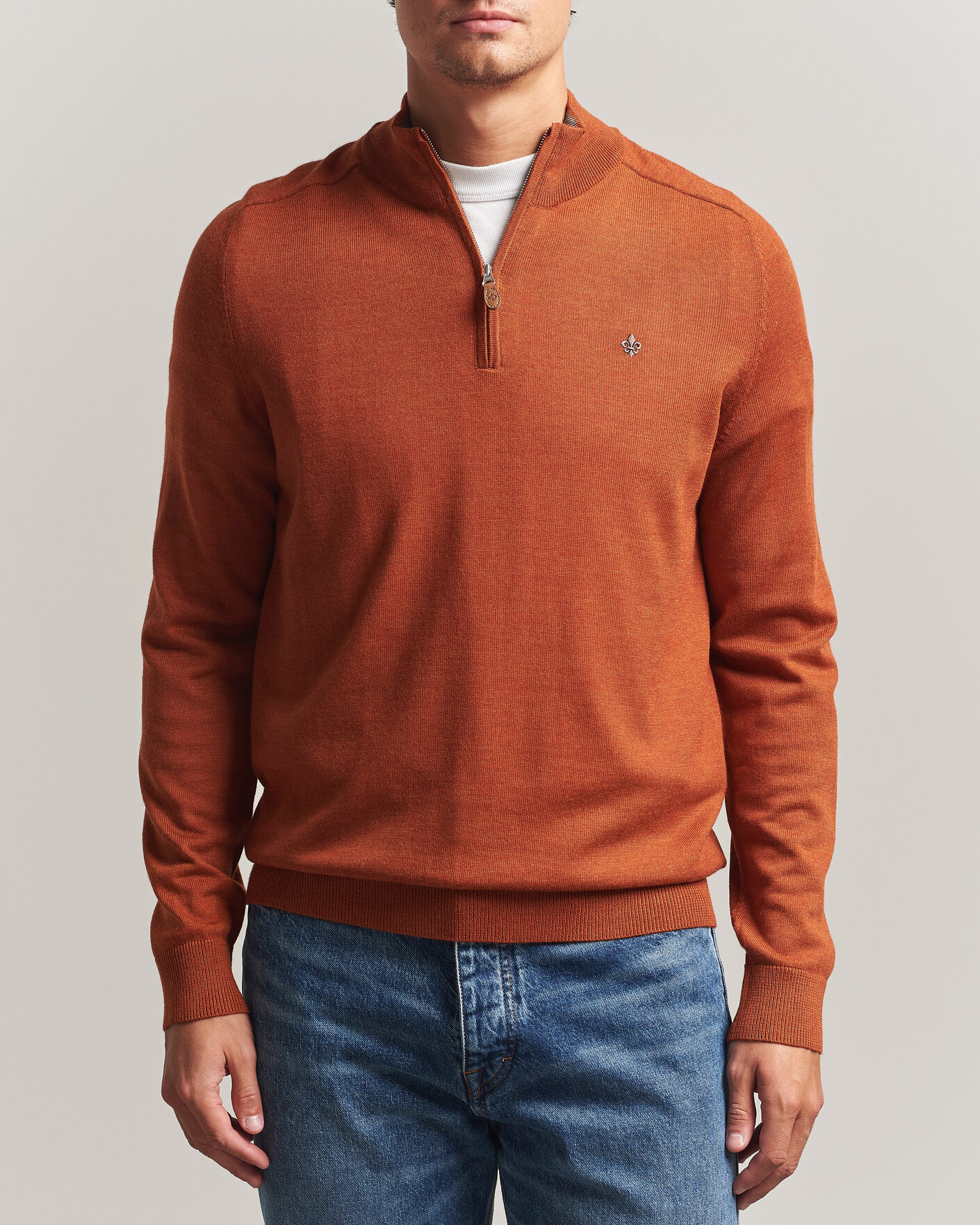 Herre | Gensere | Morris | John Merino Half Zip Orange