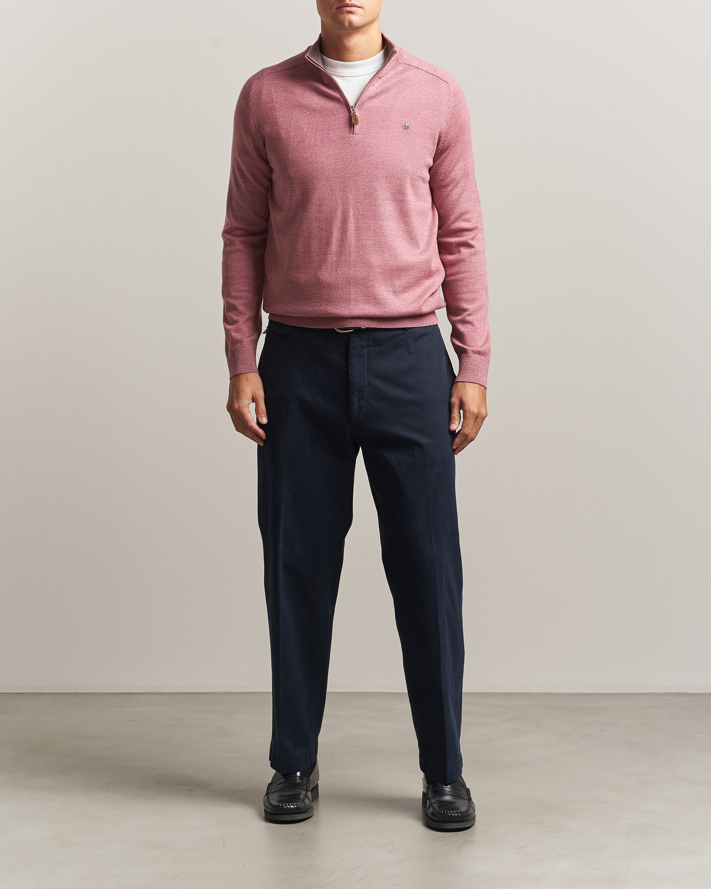 Herre | Gensere | Morris | John Merino Half Zip Cerise