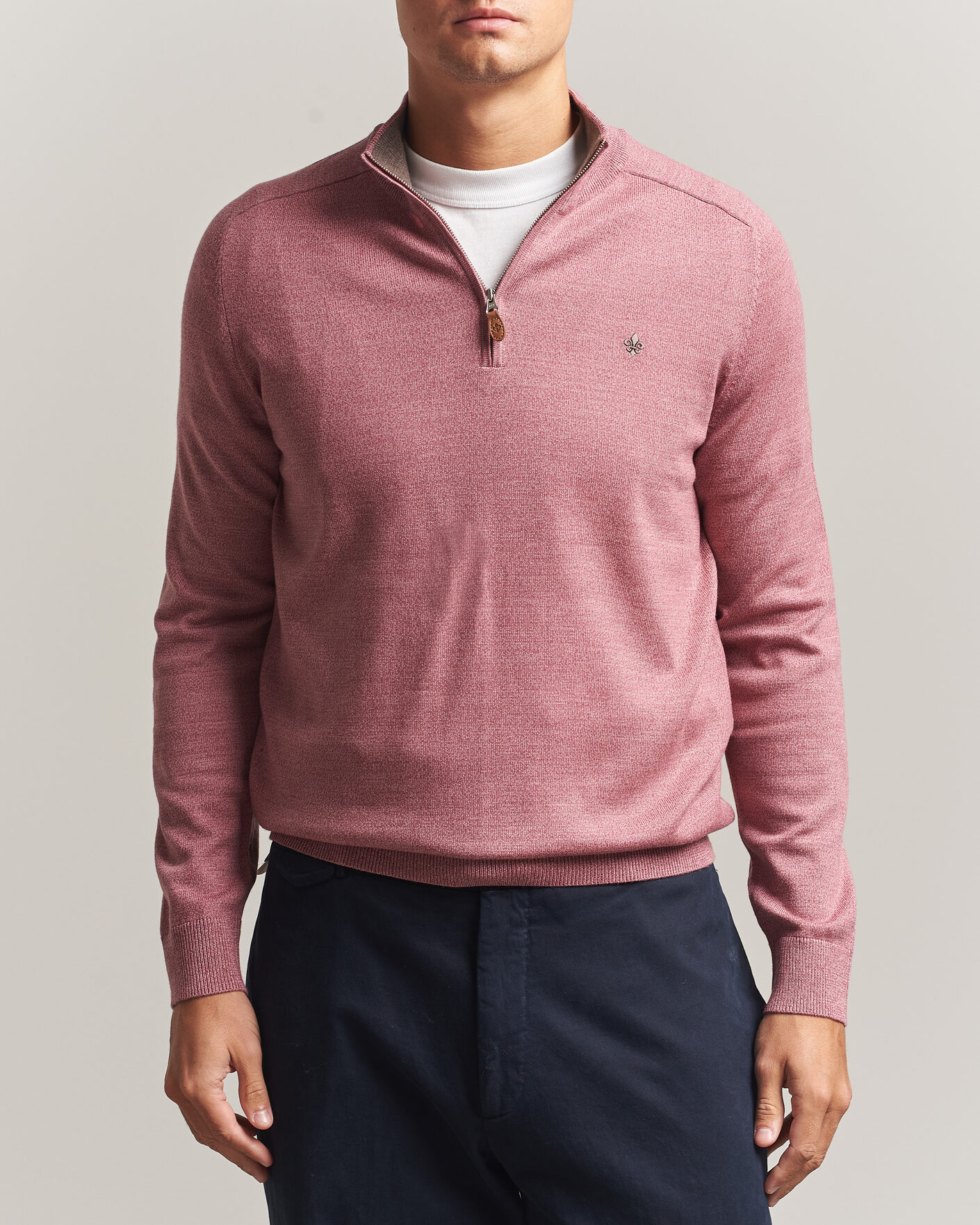 Herre | Gensere | Morris | John Merino Half Zip Cerise